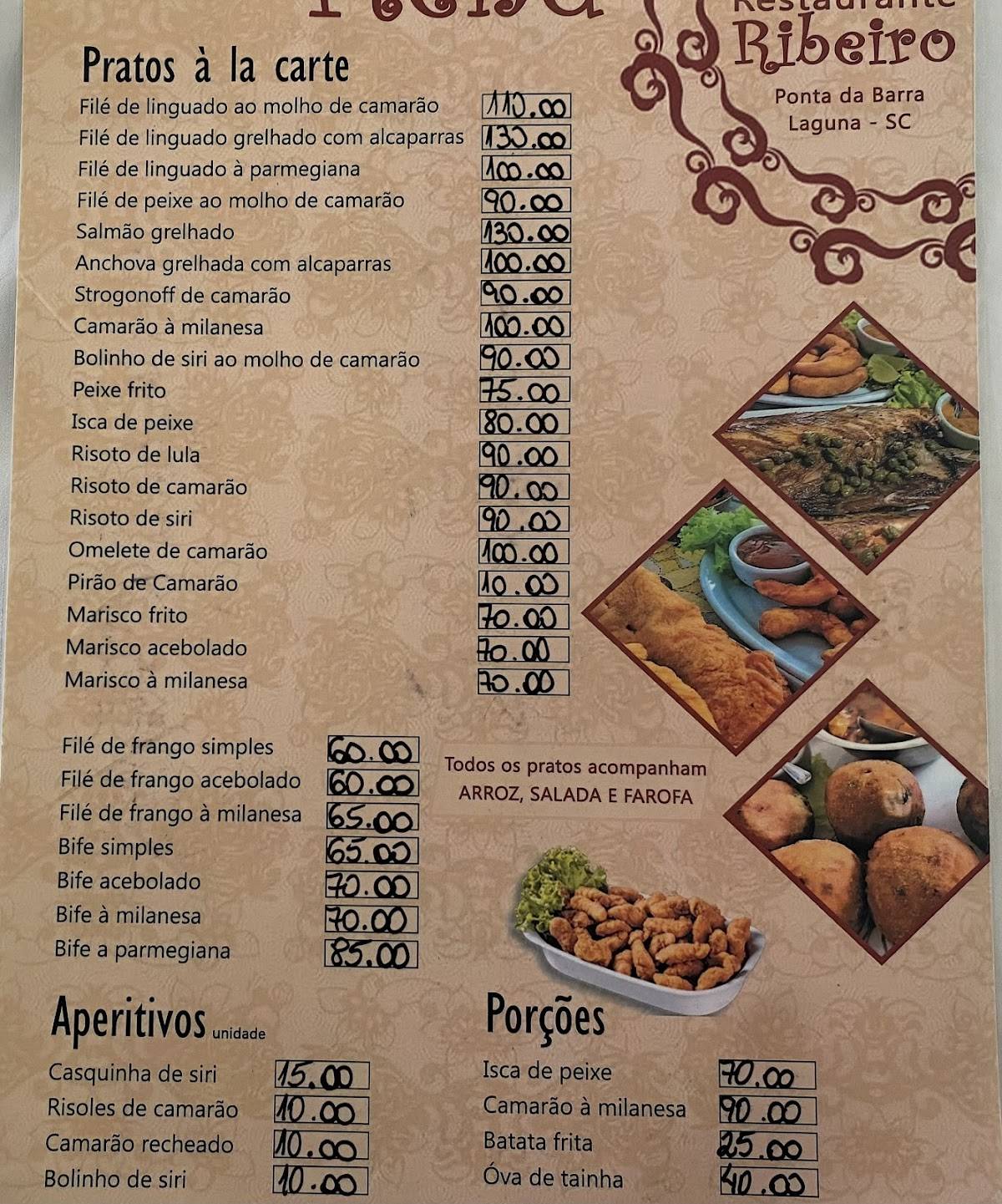 Menu em Restaurante Ribeiro, Laguna