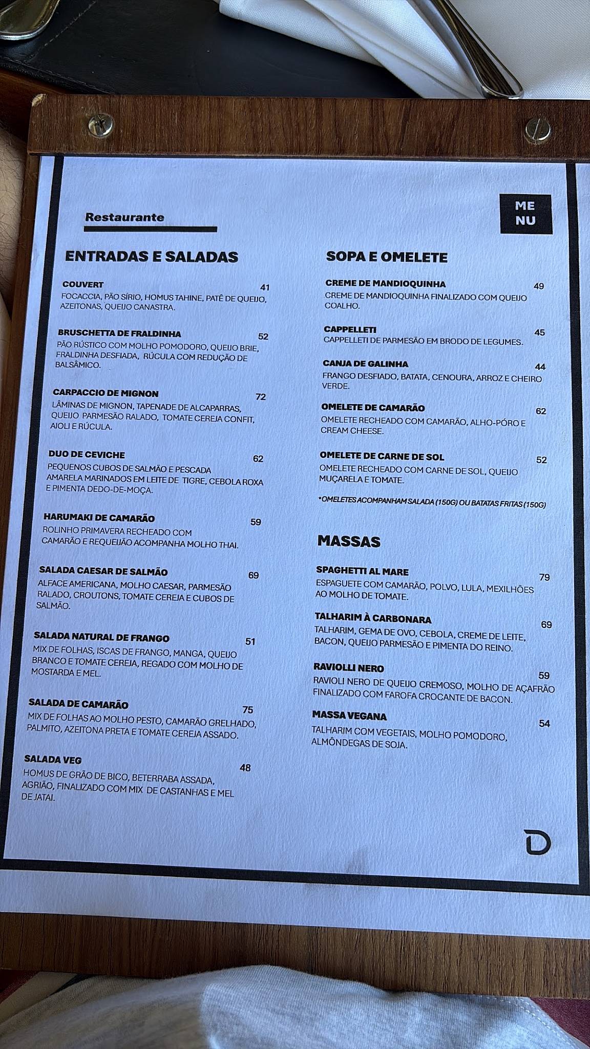 Restaurante Sabores de Itapuã cardápio