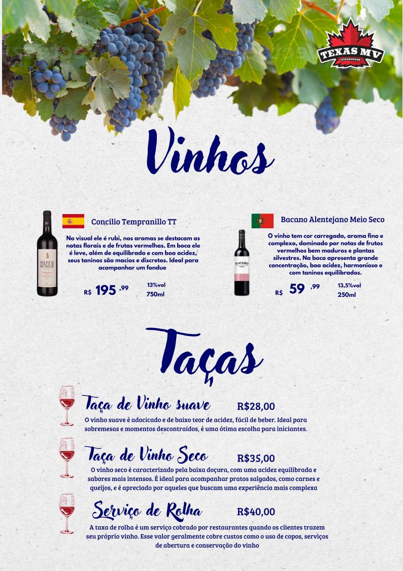 Restaurante Texas Monte Verde cardápio