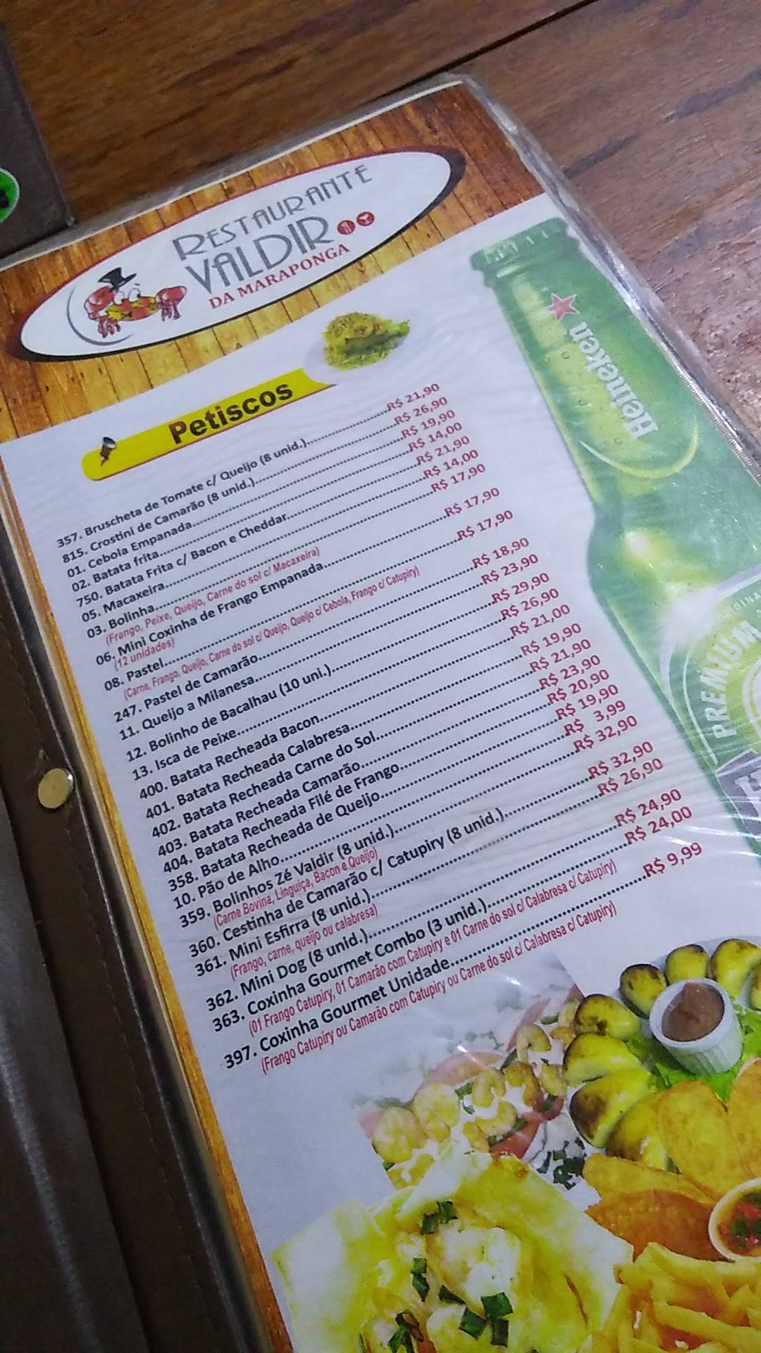 Restaurante Valdir da Maraponga cardápio