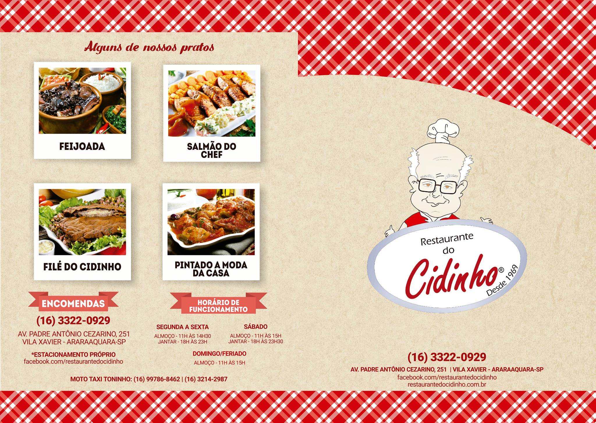 Restaurante do Cidinho cardápio