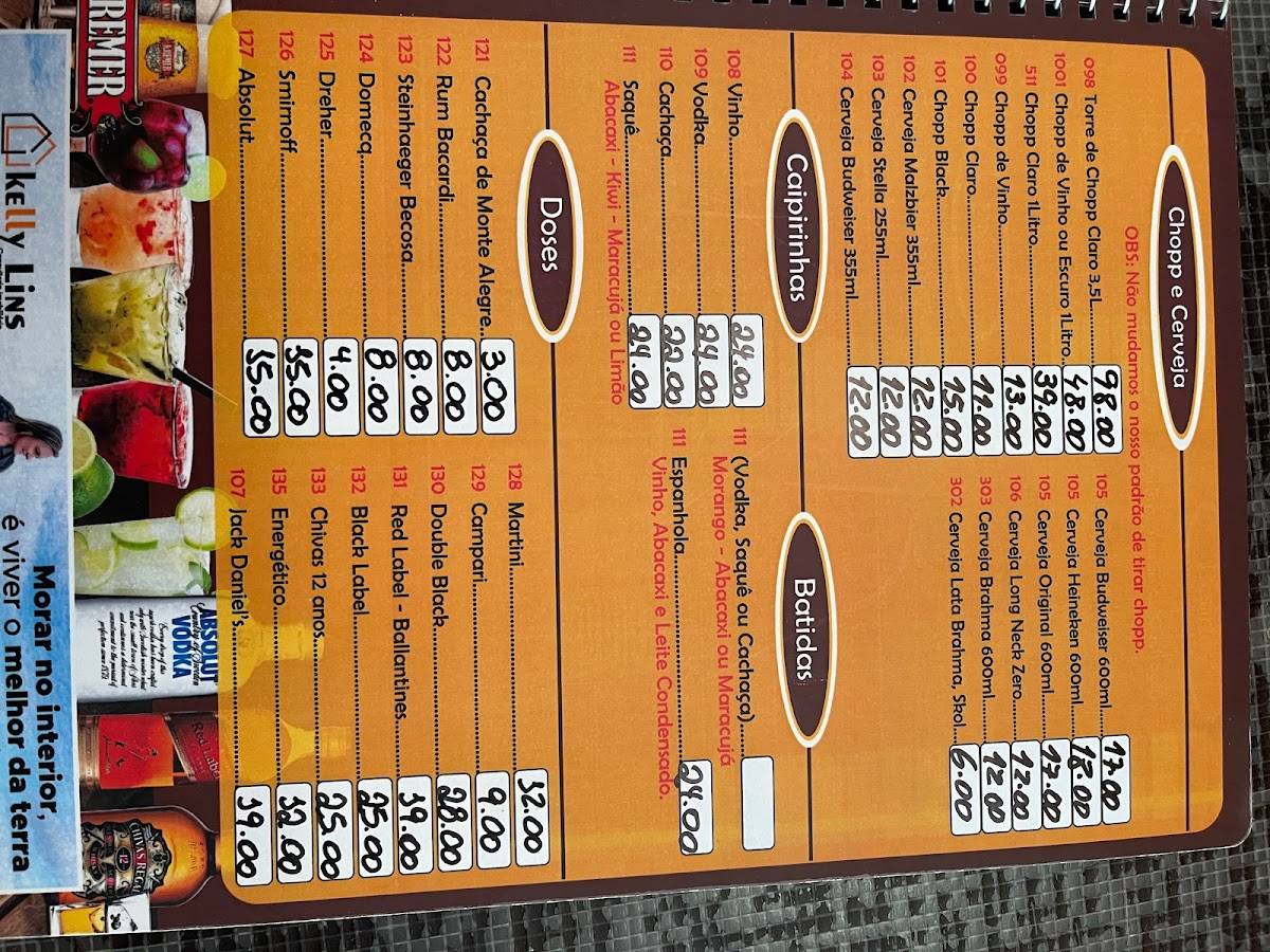 Restaurante e Chopperia ”O Casarão” cardápio