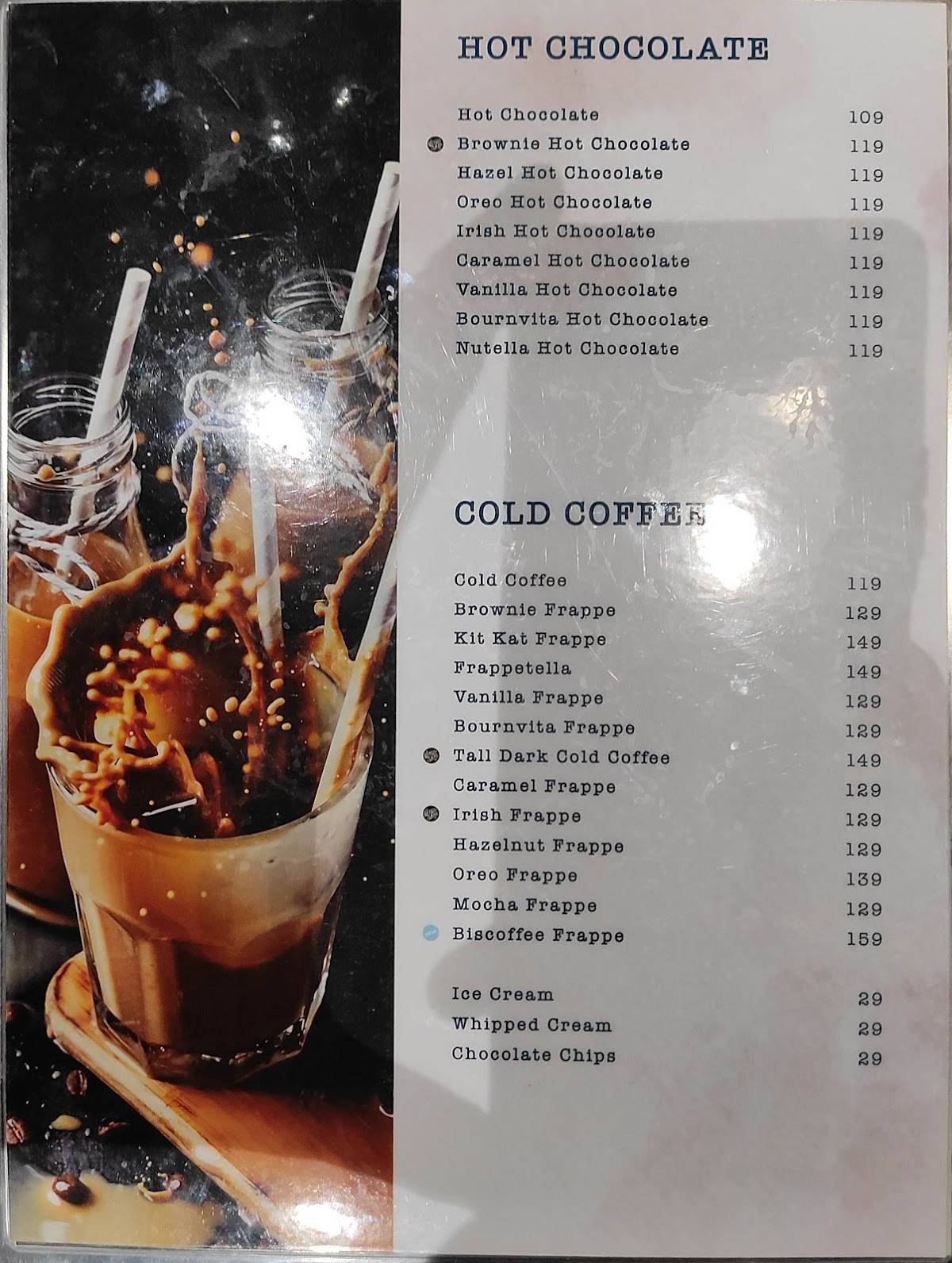 Retro cafe menu