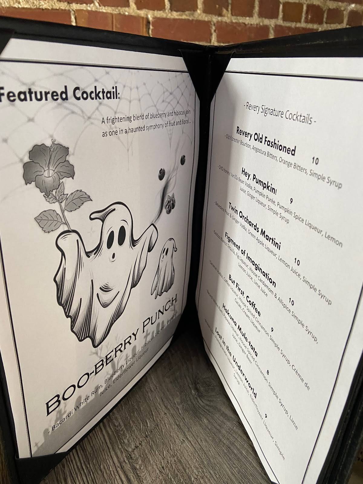 Menu at Revery restaurant, Greenwood