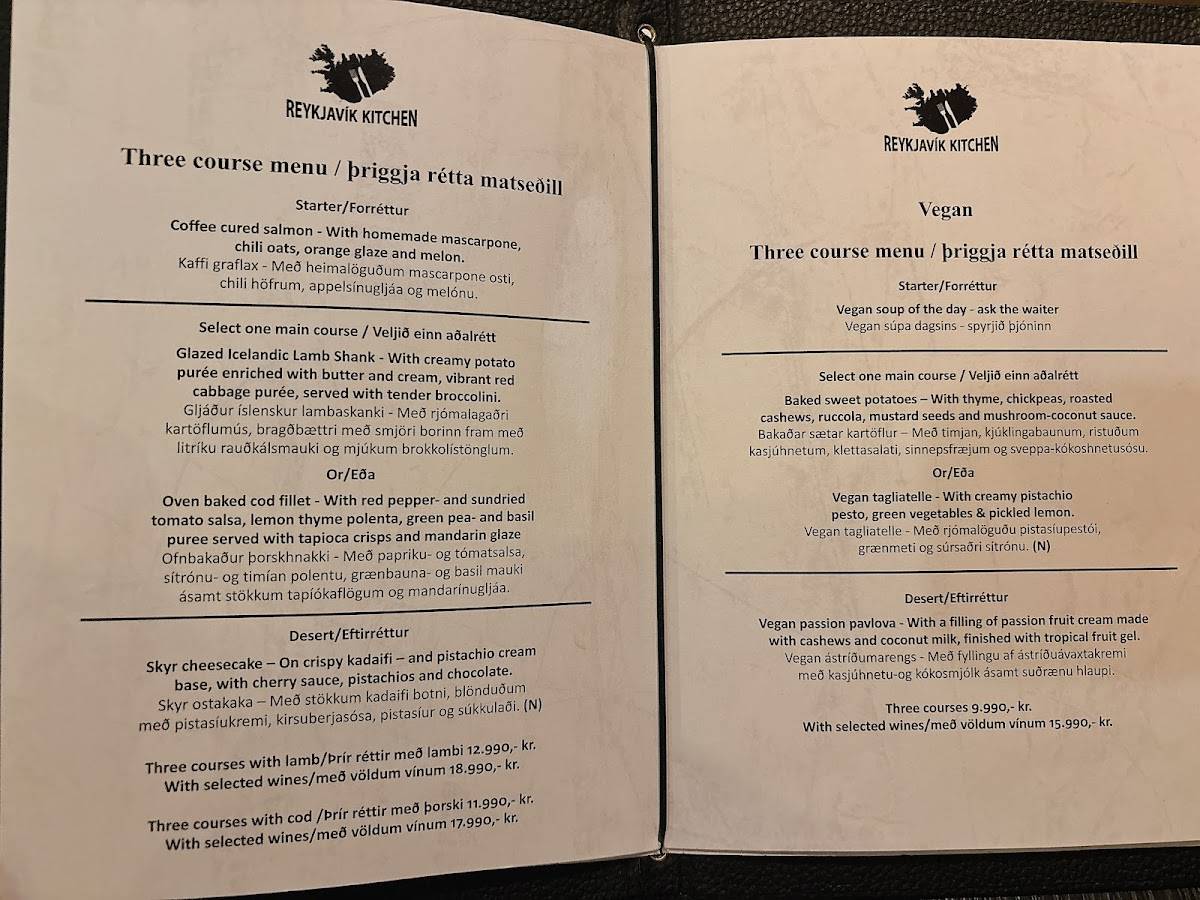 Menu de Reykjavík Kitchen