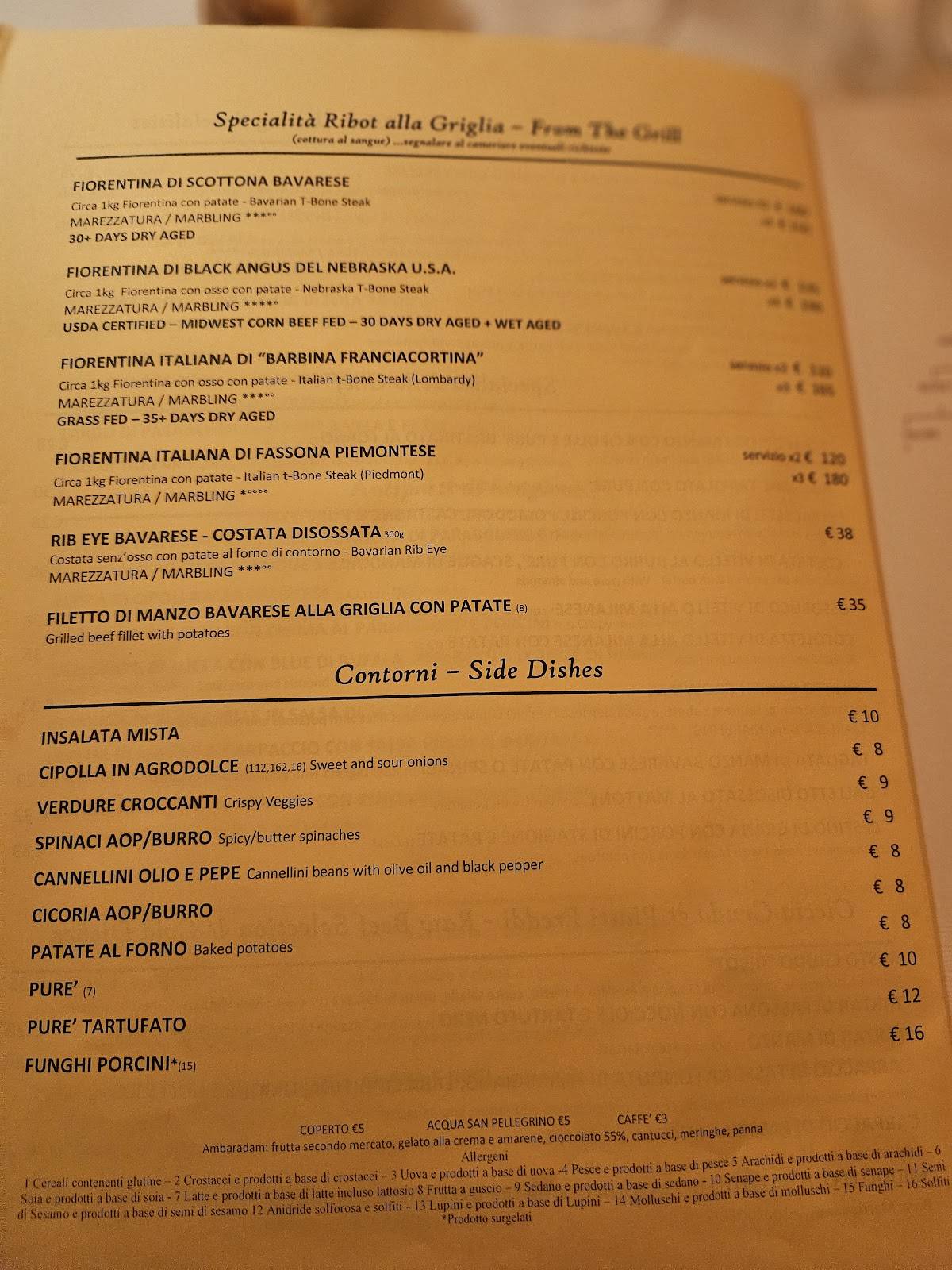 Menu de Ribot Restaurant