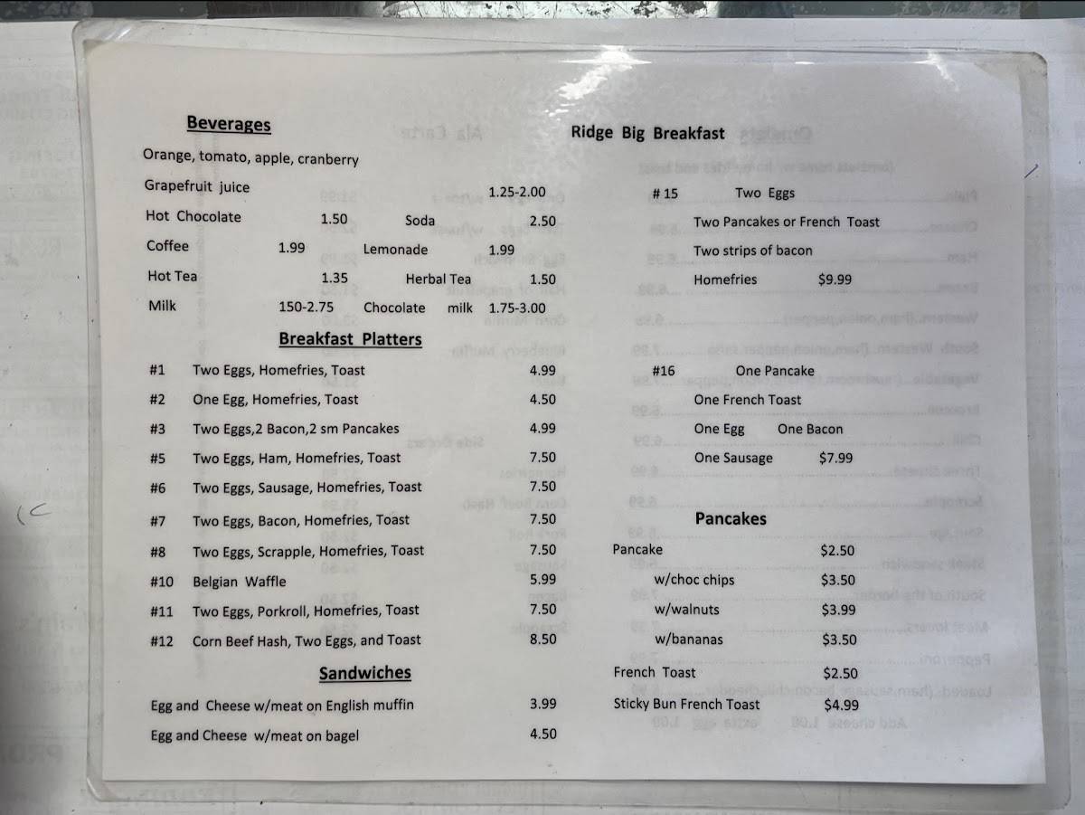 Ridge Rd Menu Menu at Ridge Restaurant, USA, 960 Ridge Rd