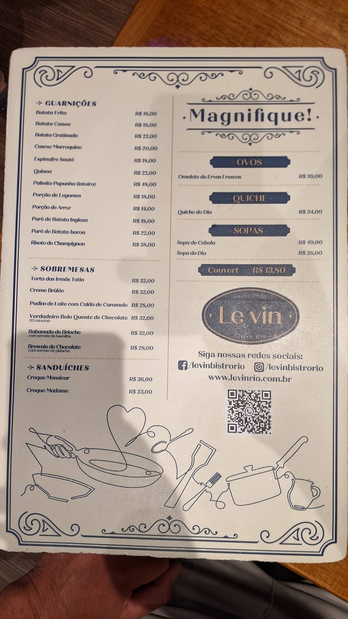 Le Vin Bistrô Rio Leblon cardápio