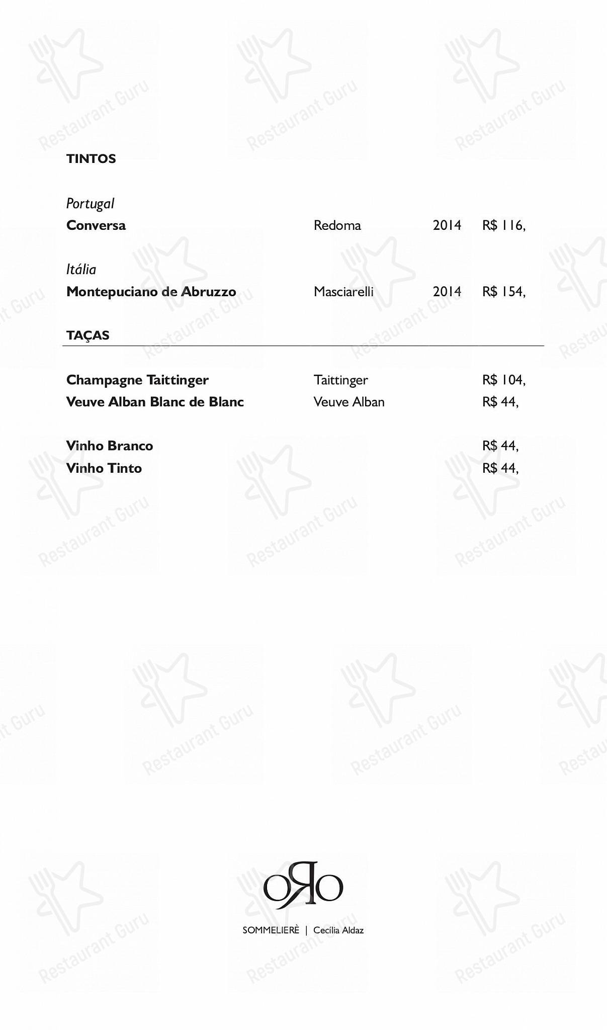 Lunch Menu para Oro em Rio de Janeiro