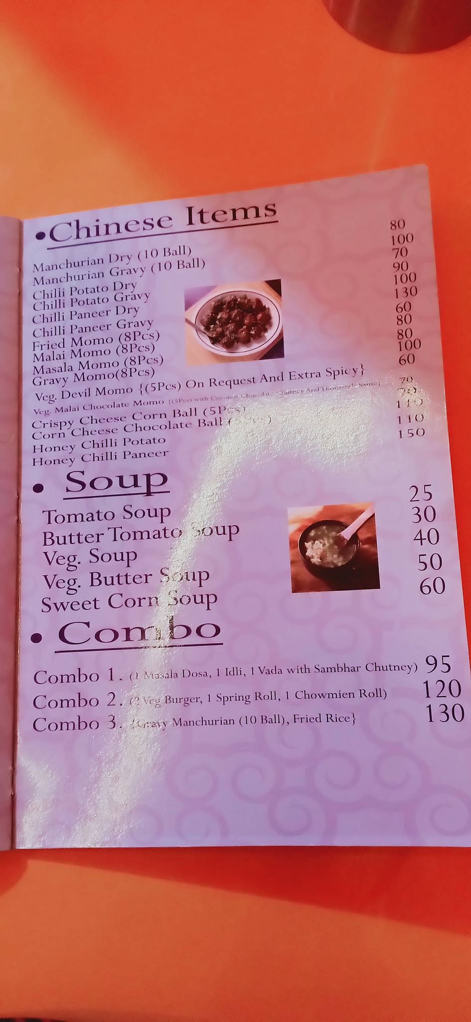 Nice fast food "super nice" menu