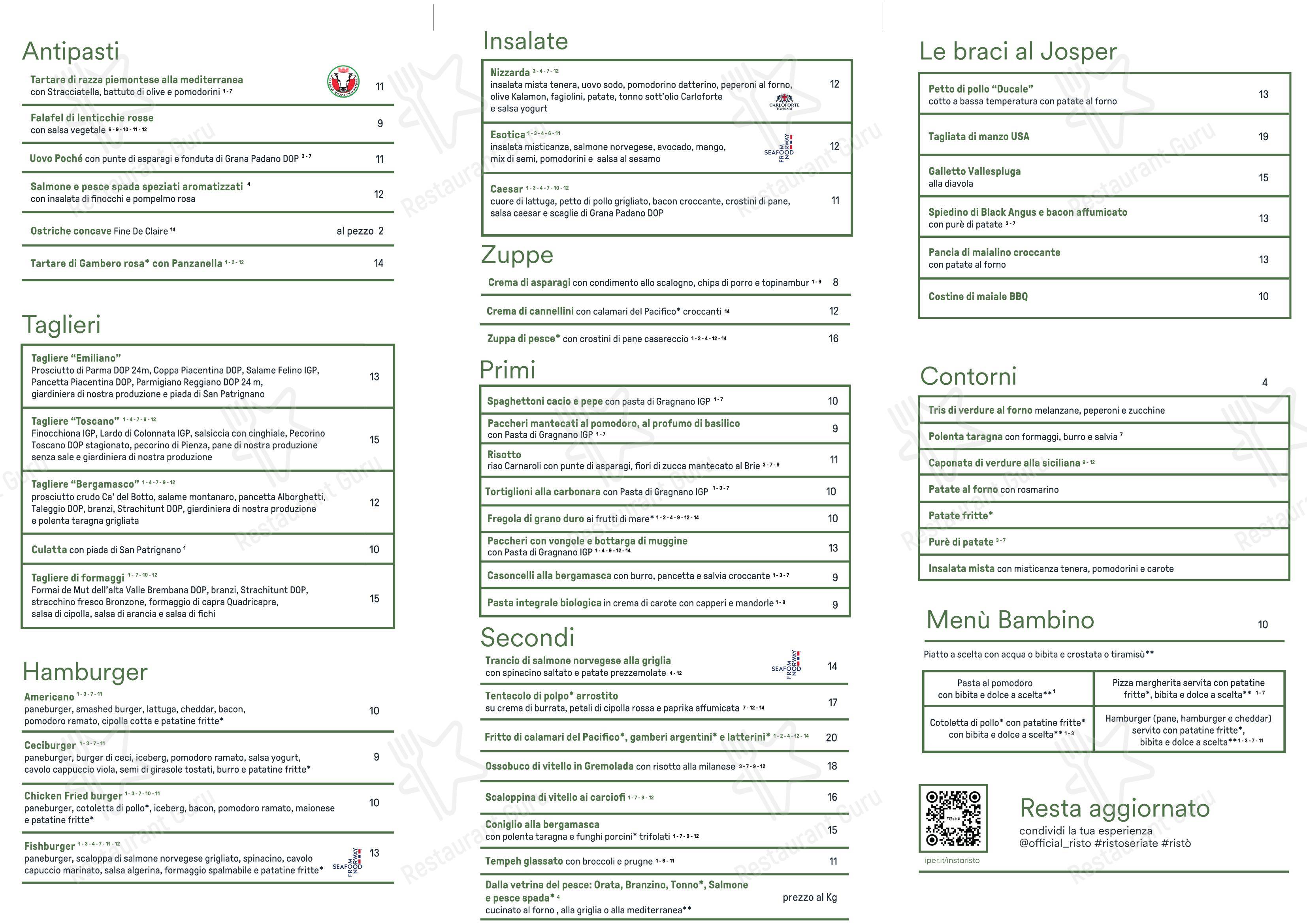 Основное меню per Ristò - Seriate ristorante