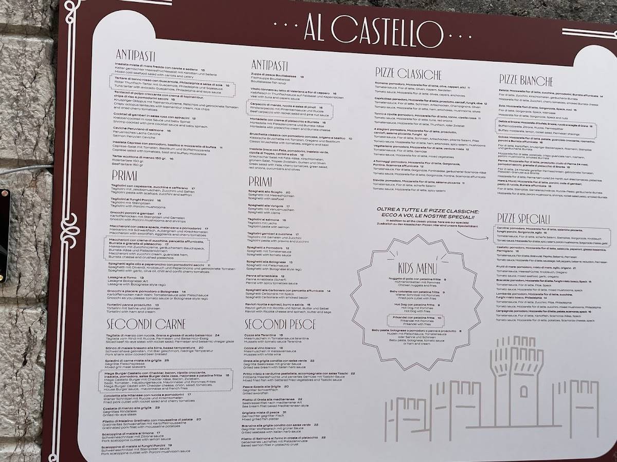 Menu di Ristorante Al Castello 