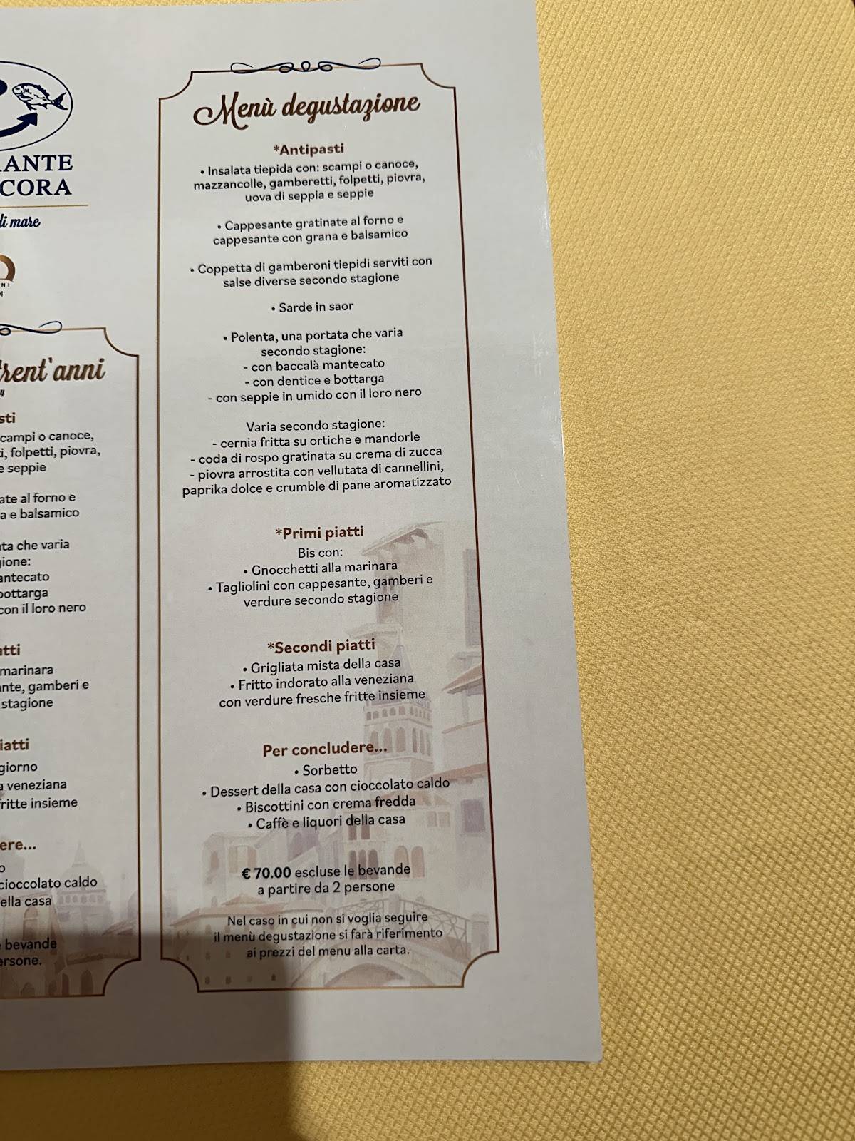 Menu di Ristorante All'Ancora di Roverbella (Mn) 