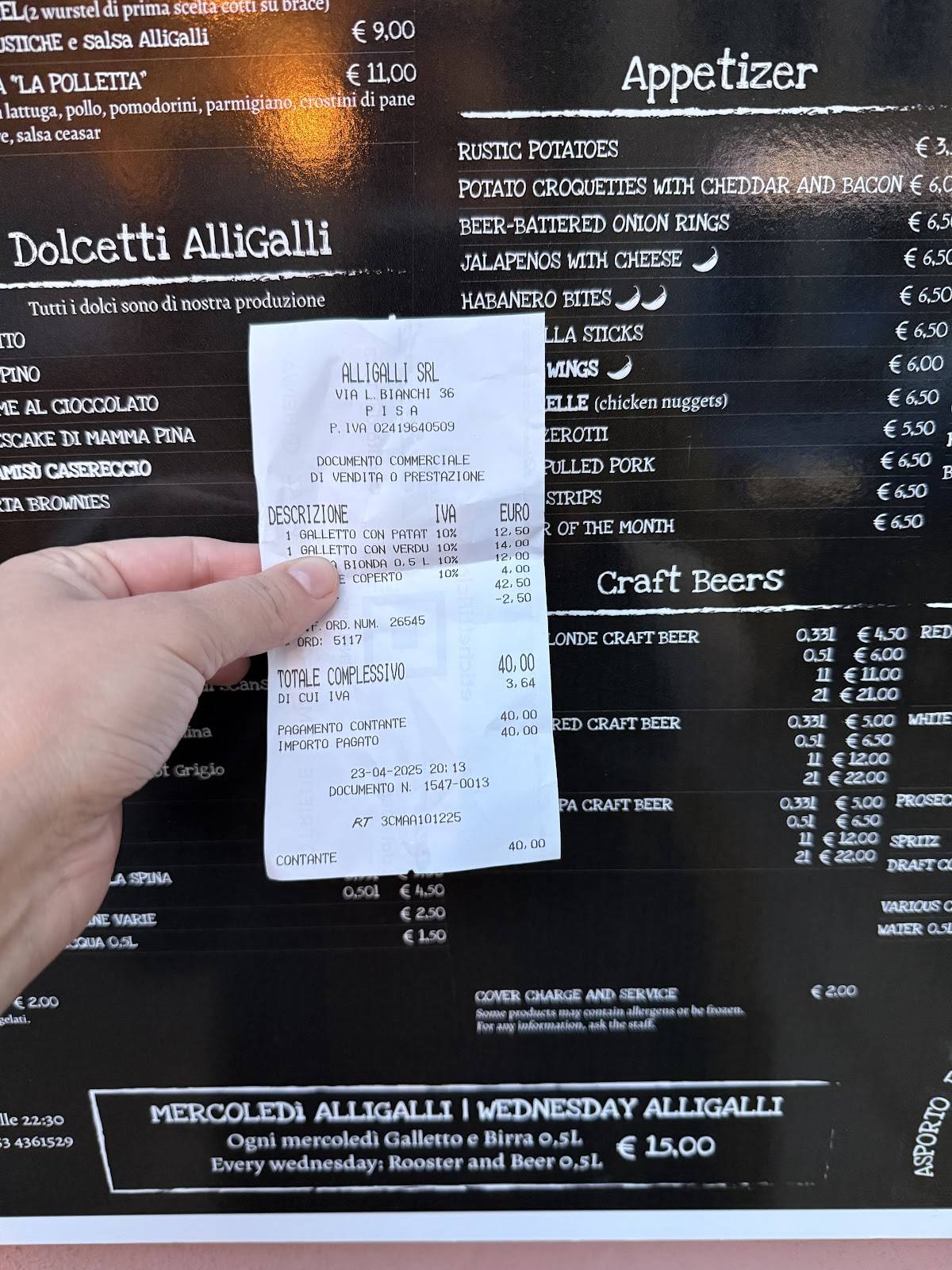 Menu di Ristorante Alligalli 