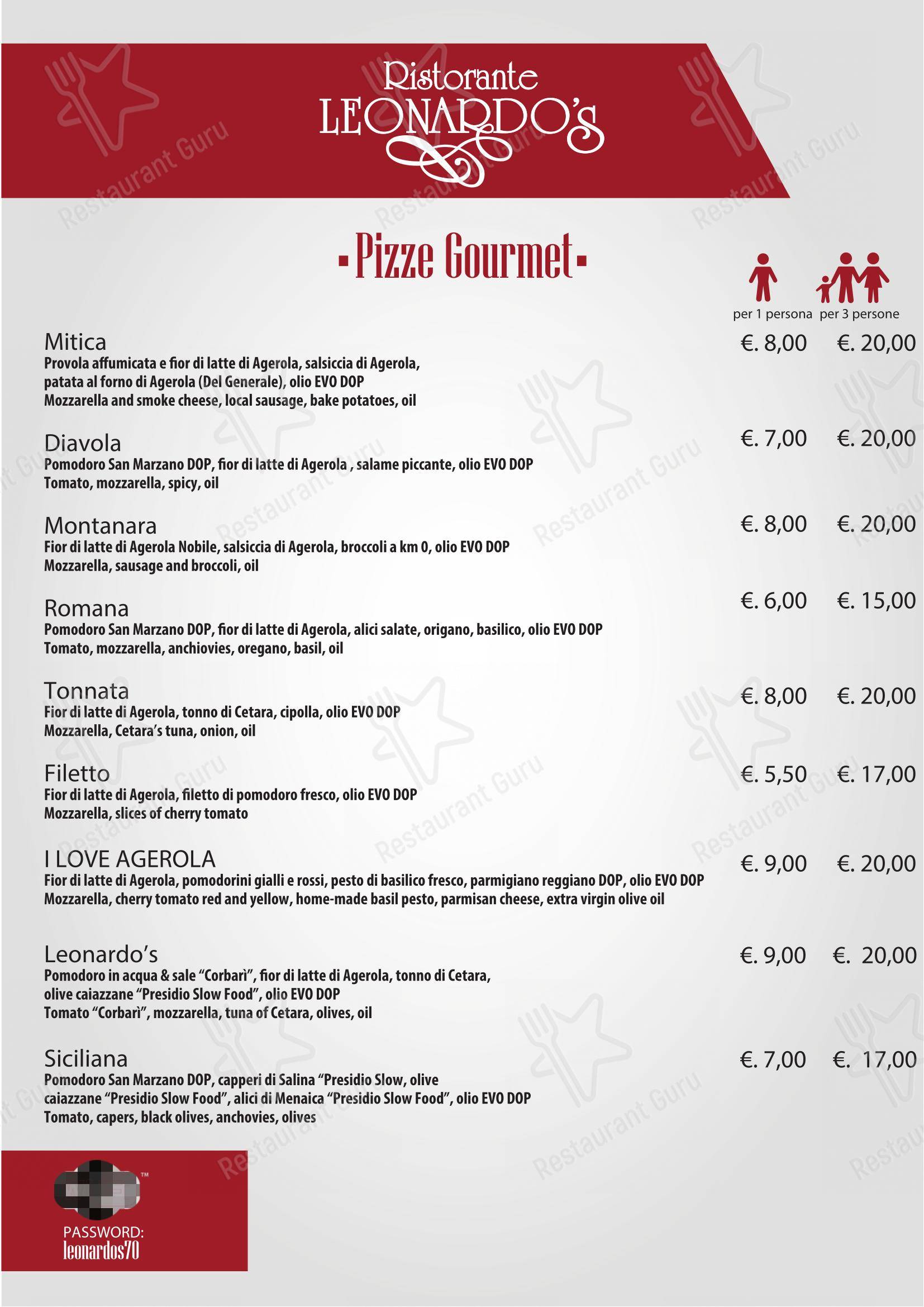 Menu di Ristorante Leonardo's - Menu