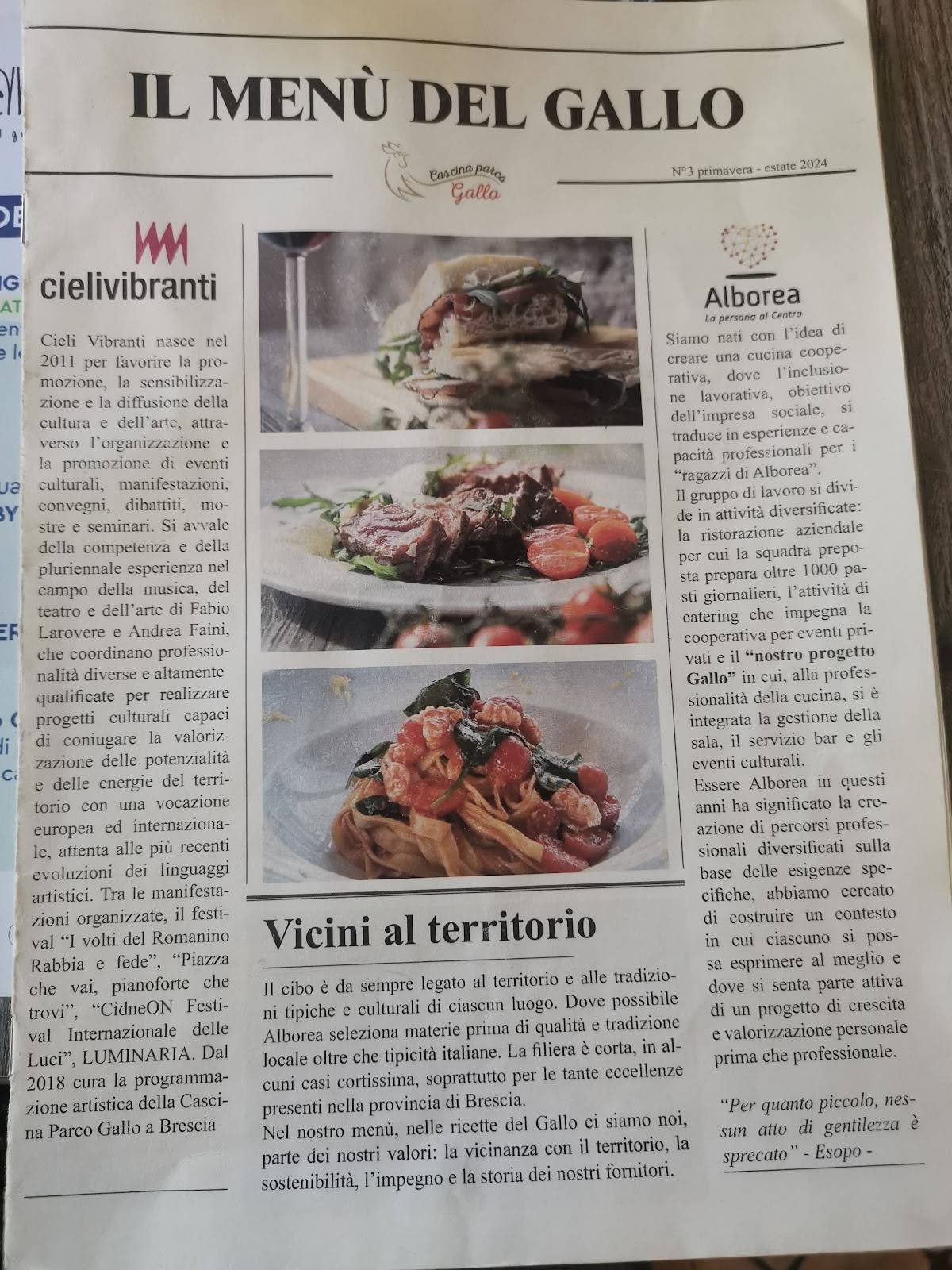 Menu di Ristorante Bar Cascina Parco Gallo 