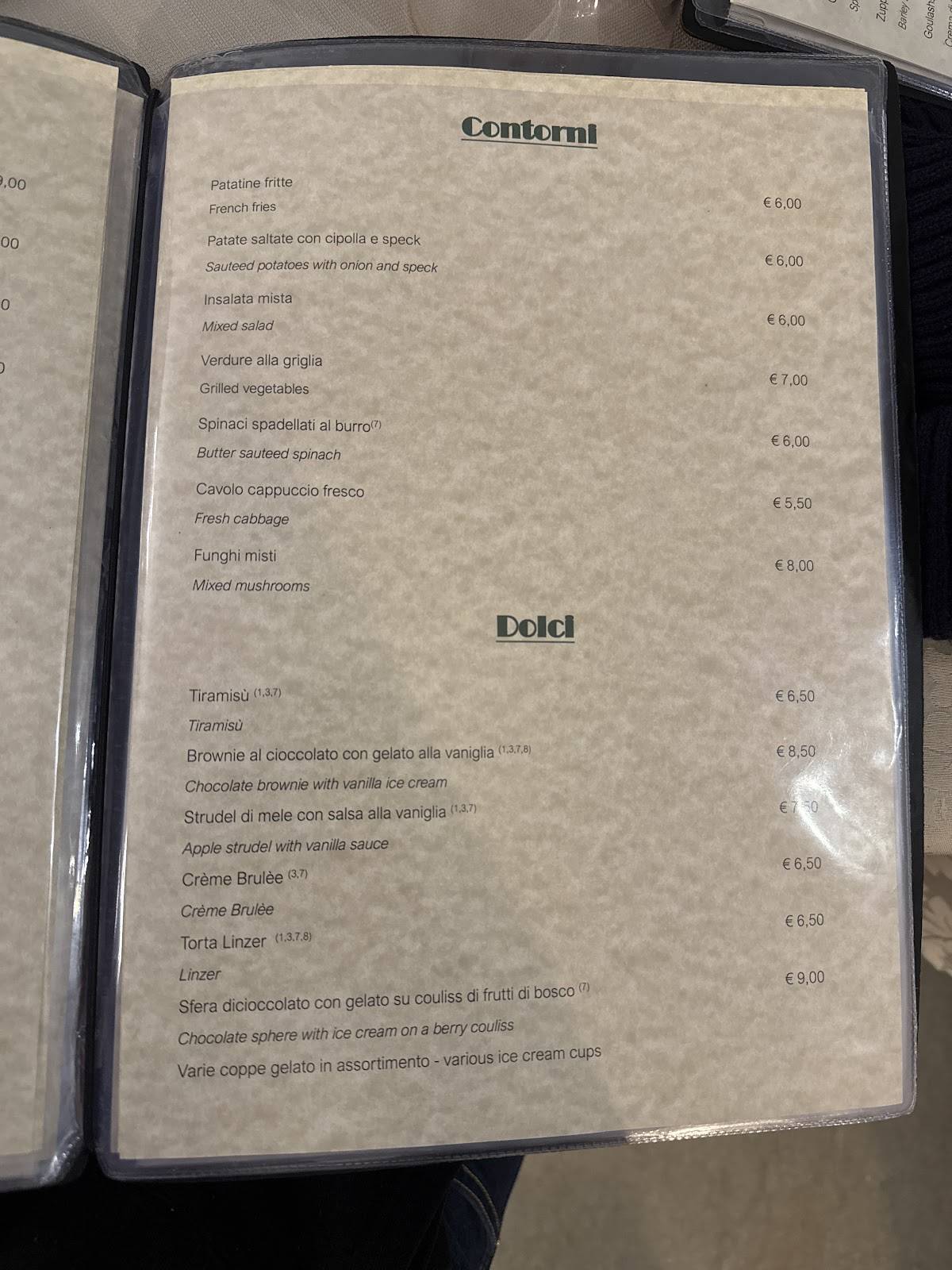 Menu di Ristorante Tobià 