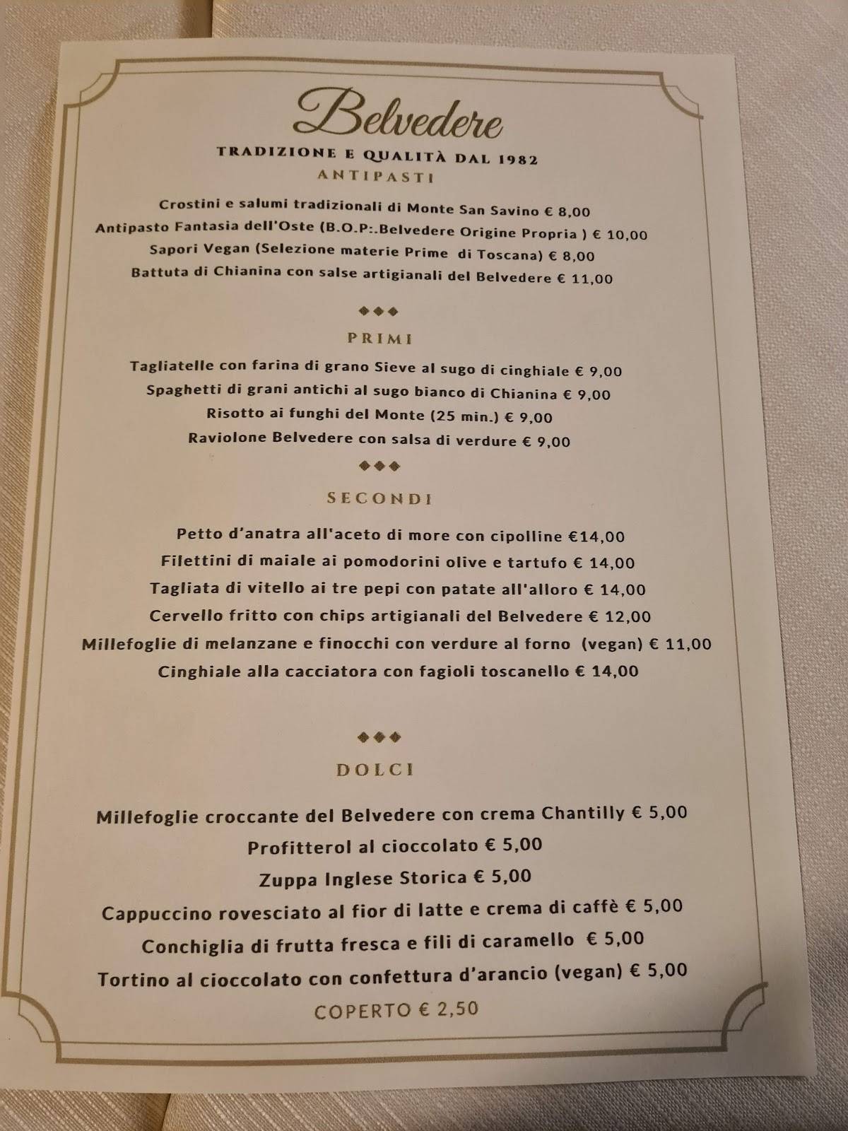 Menu di Ristorante Belvedere 