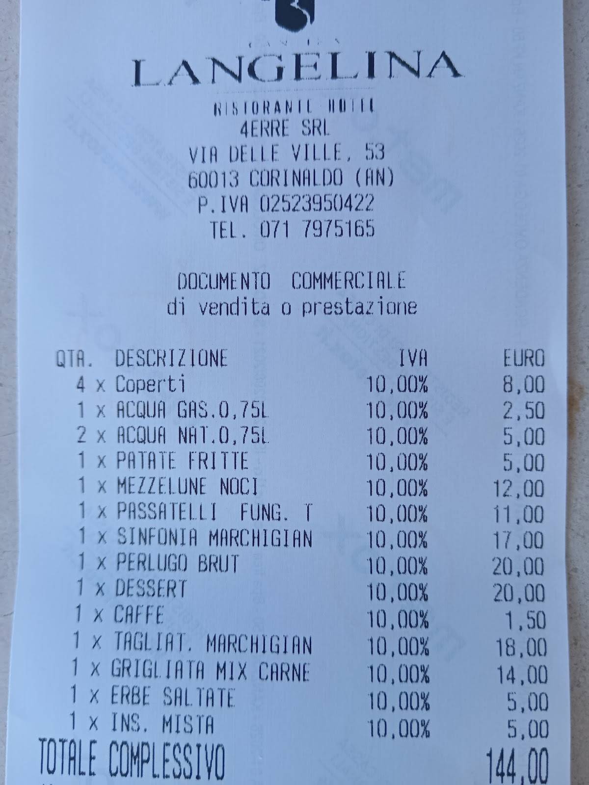 Menu di Ristorante Cantina Langelina 