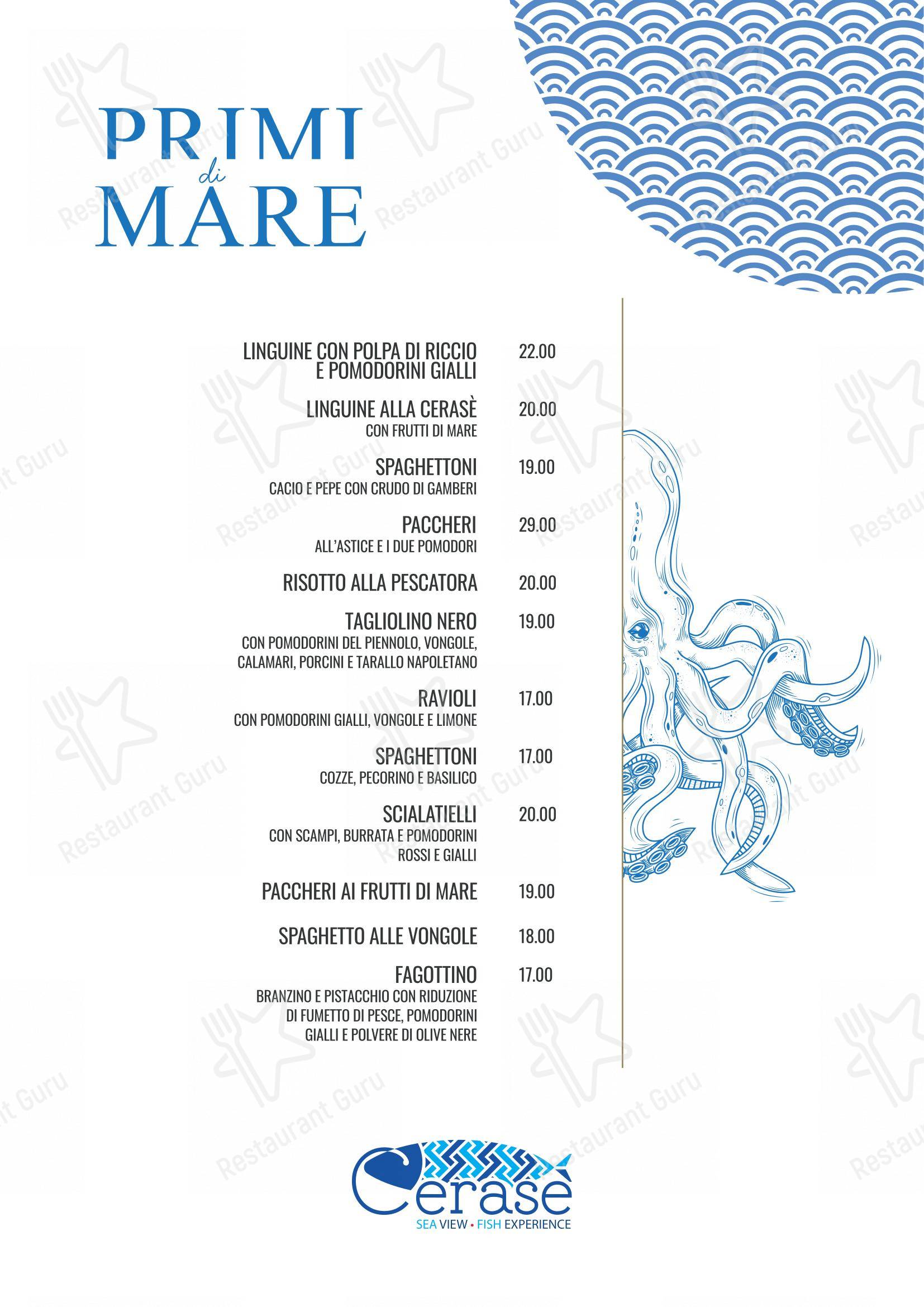 Menu per Ristorante Cerasè ristorante