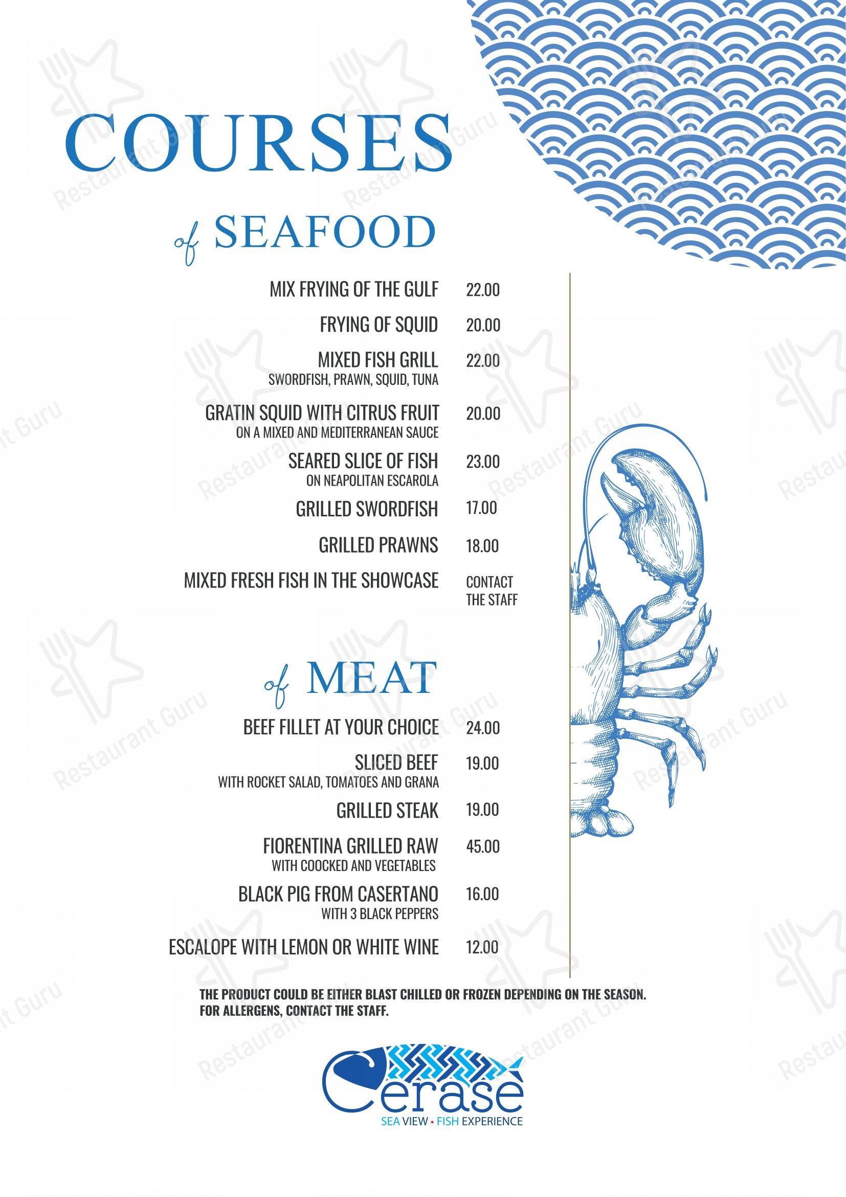 Ristorante Cerasè in Vico Equense - Menu