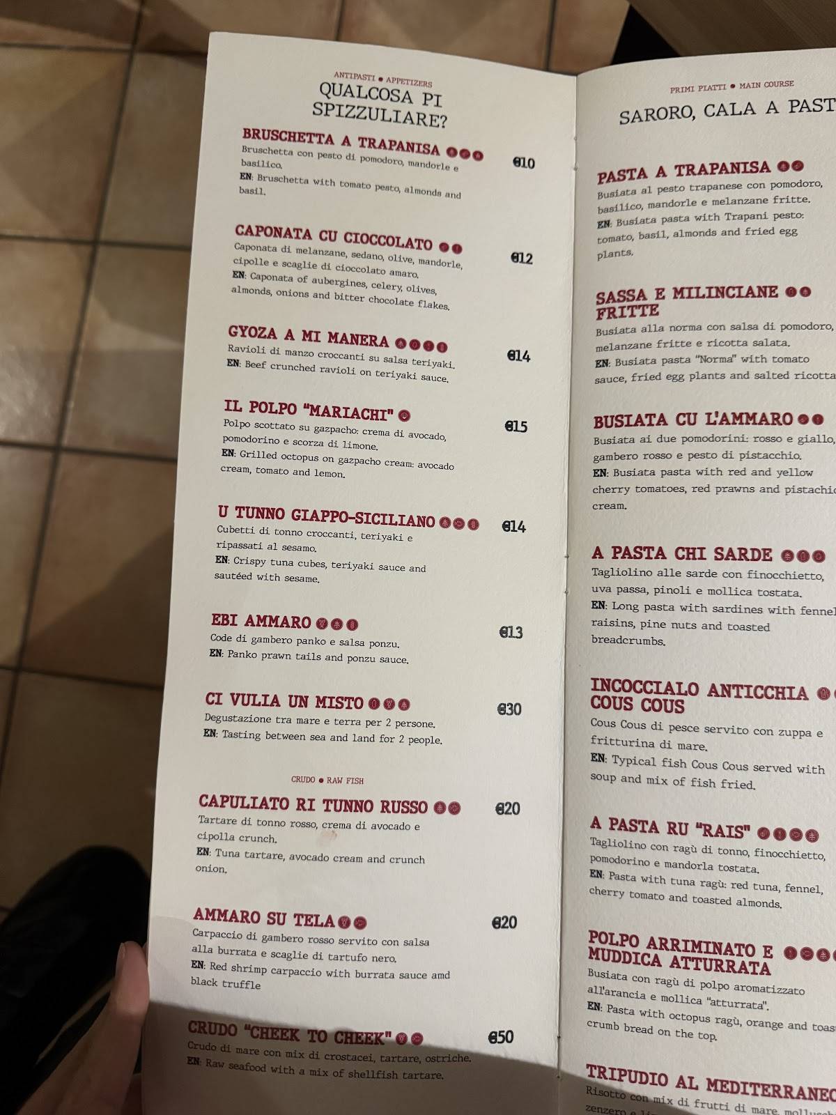 Menu di Ci Vulia