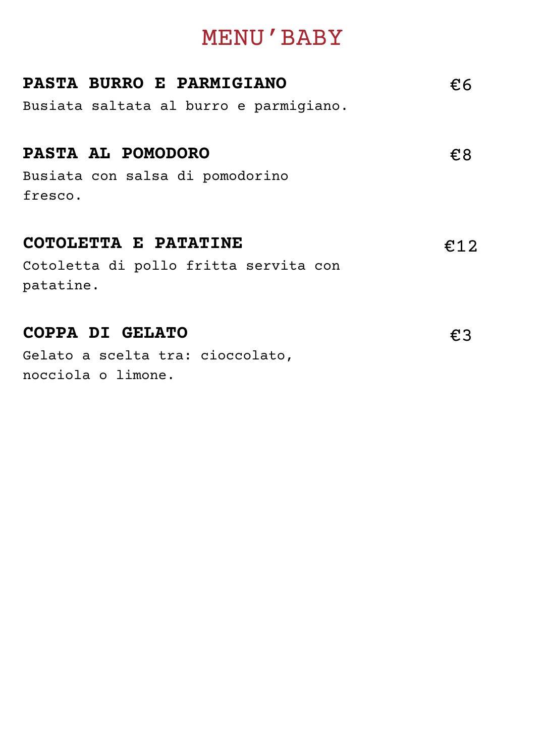 Menu di Ci Vulia