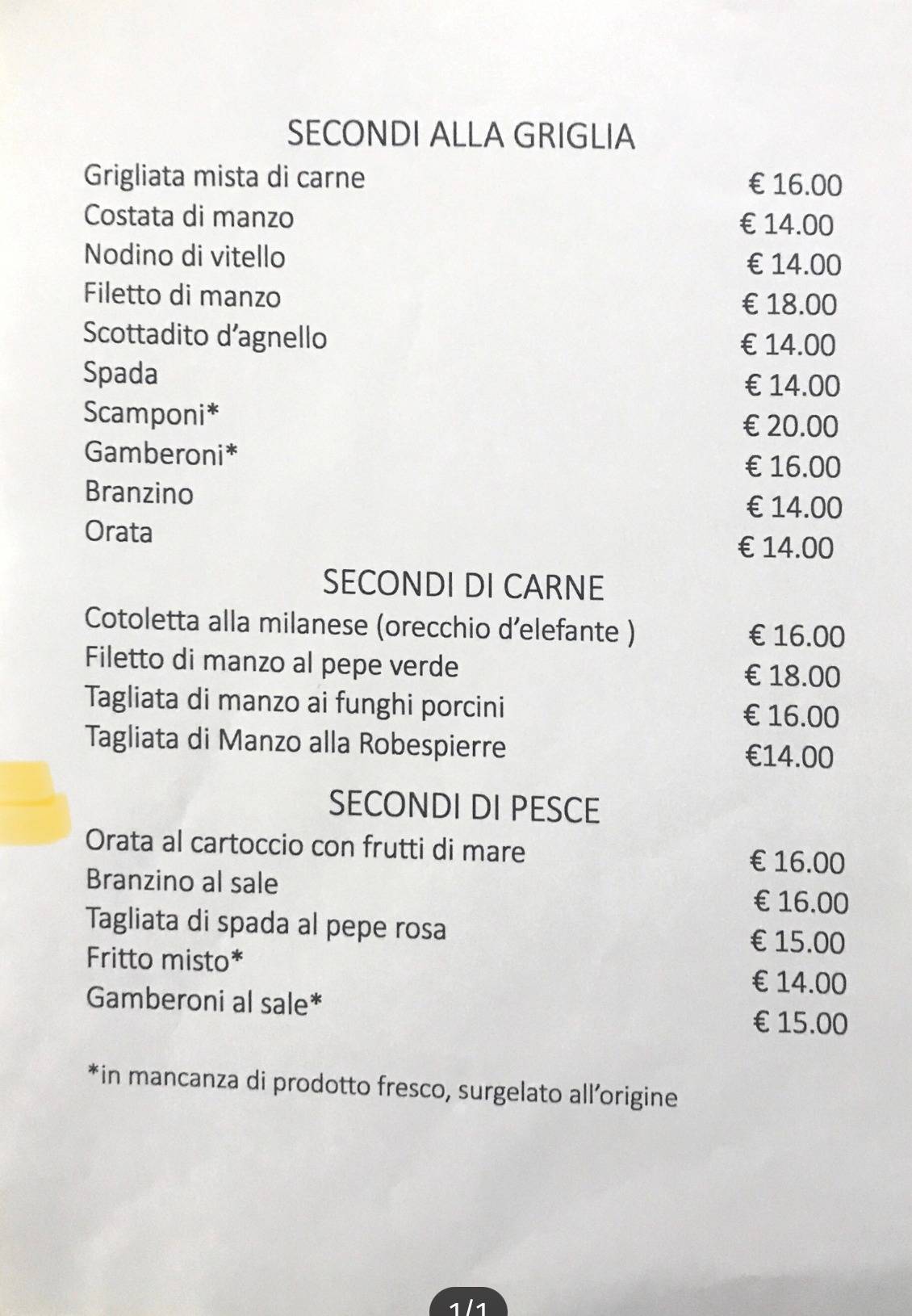 Menu di Ristorante Corallo 