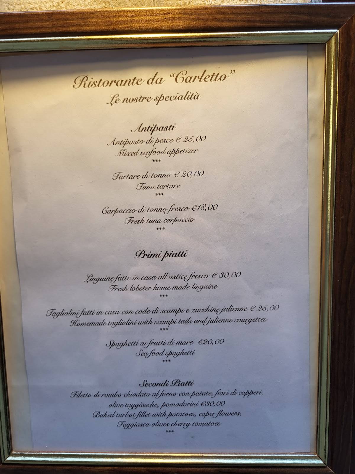 Menu di Ristorante Da Carletto 