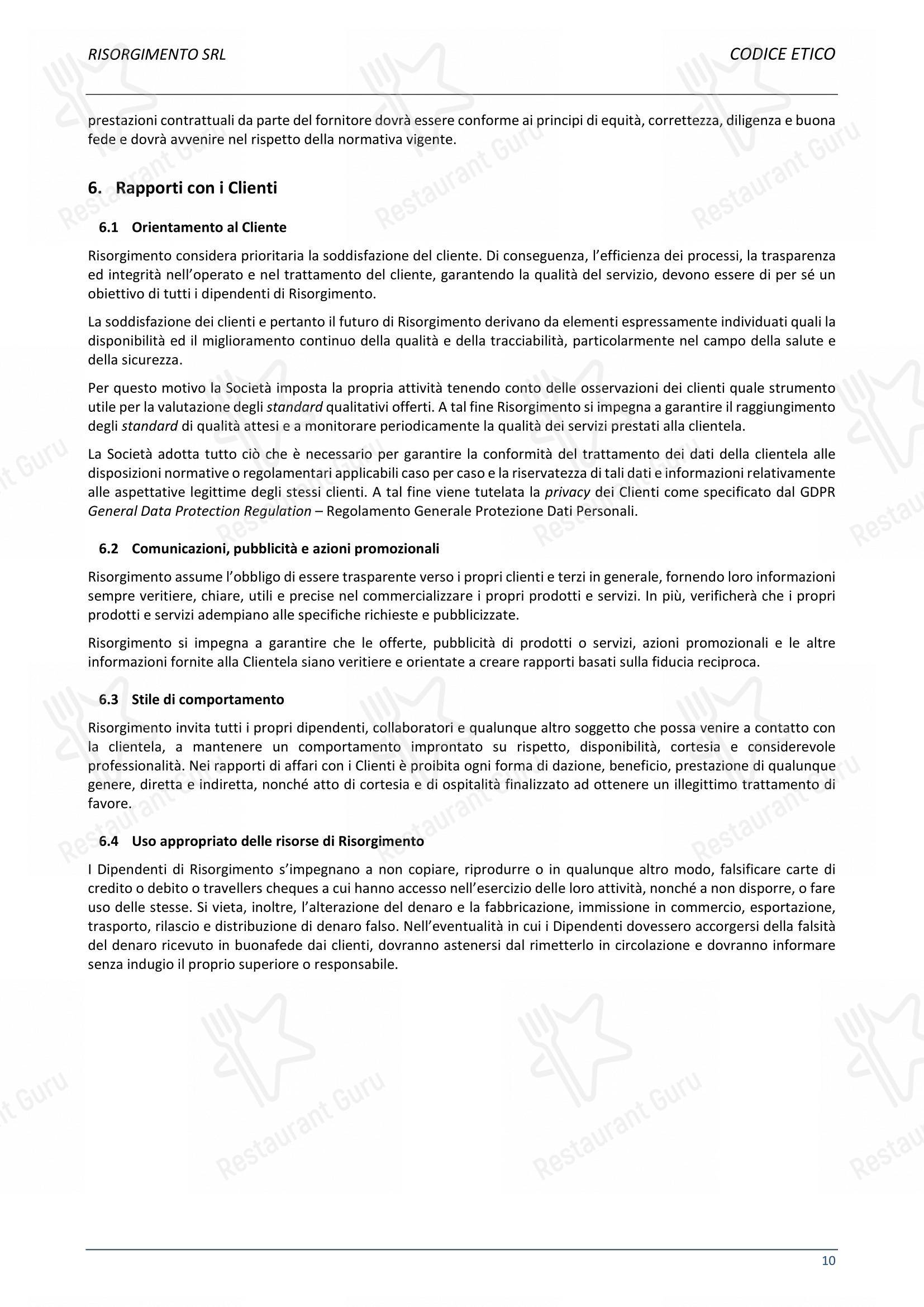 Menu per Ristorante Del Cambio in Torino