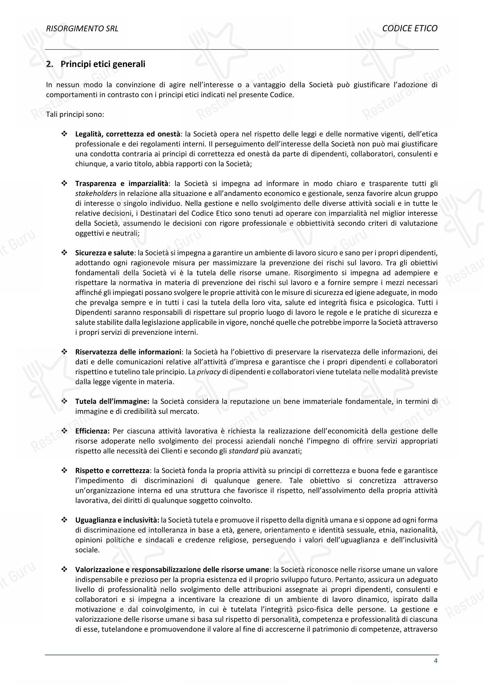 Menu per Ristorante Del Cambio ristorante