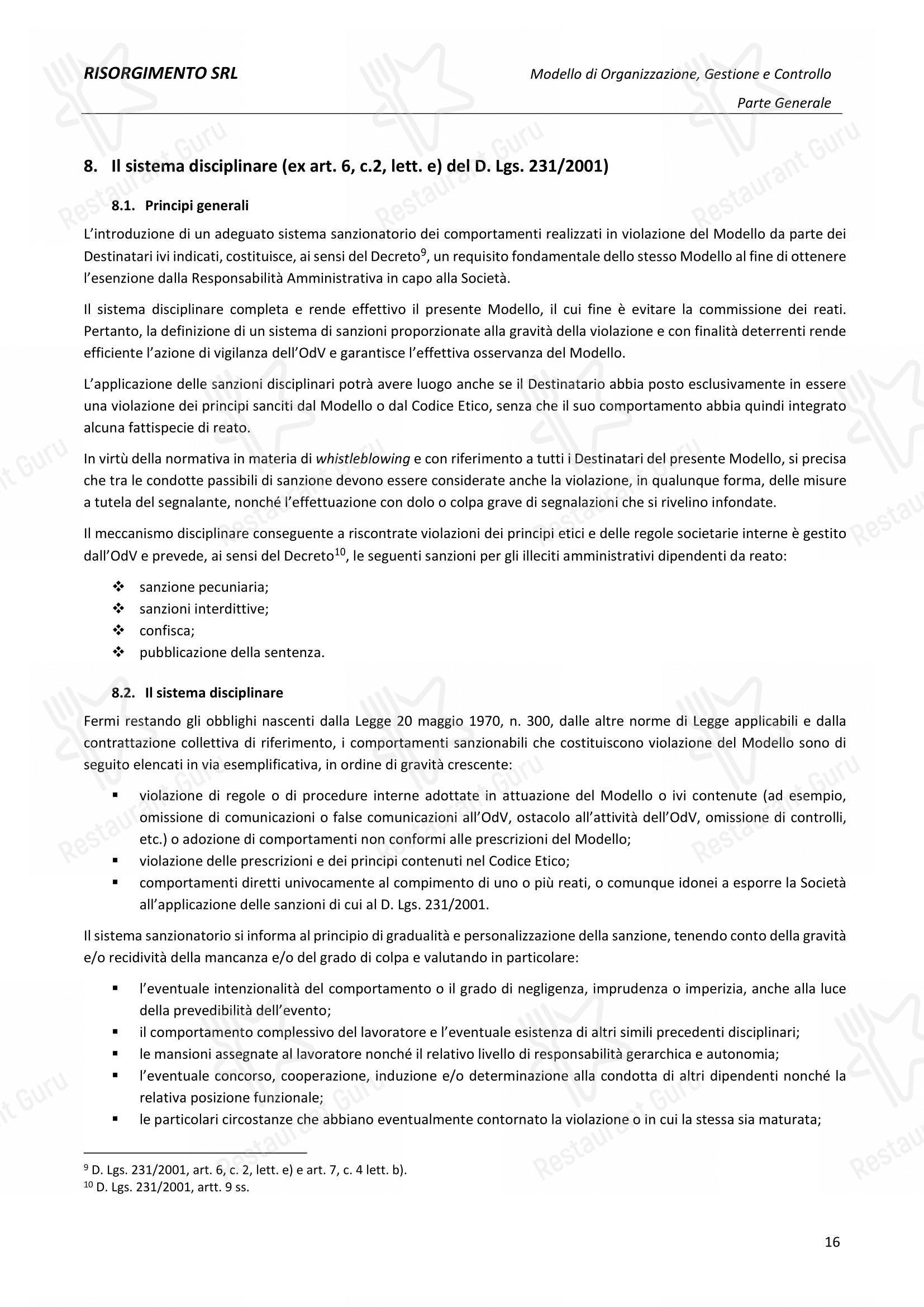 Menu per Ristorante Del Cambio ristorante