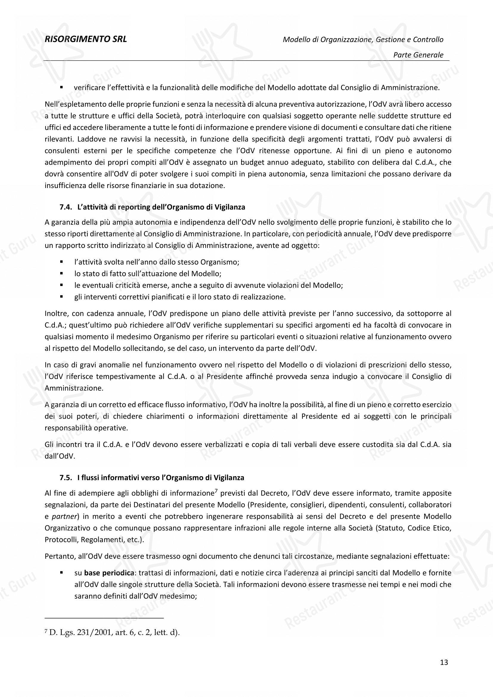 Menu per Ristorante Del Cambio in Torino