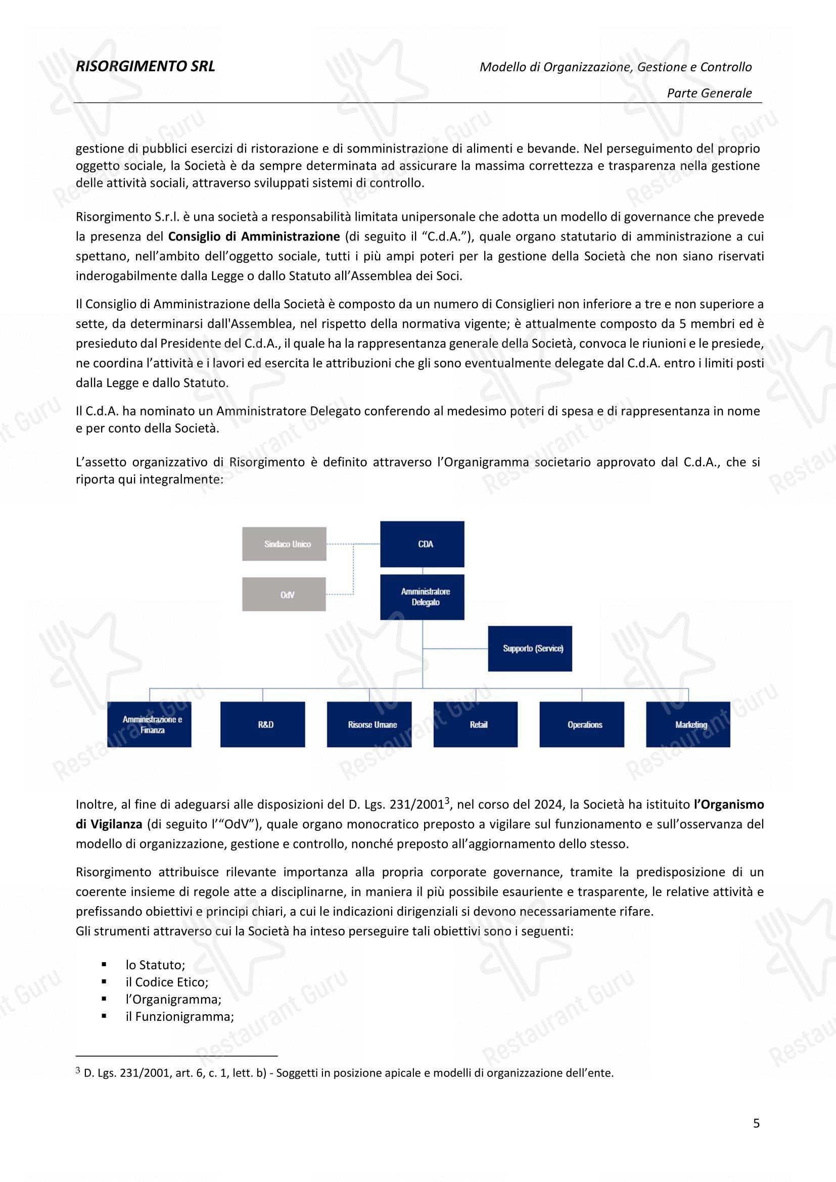 Menu per Ristorante Del Cambio ristorante
