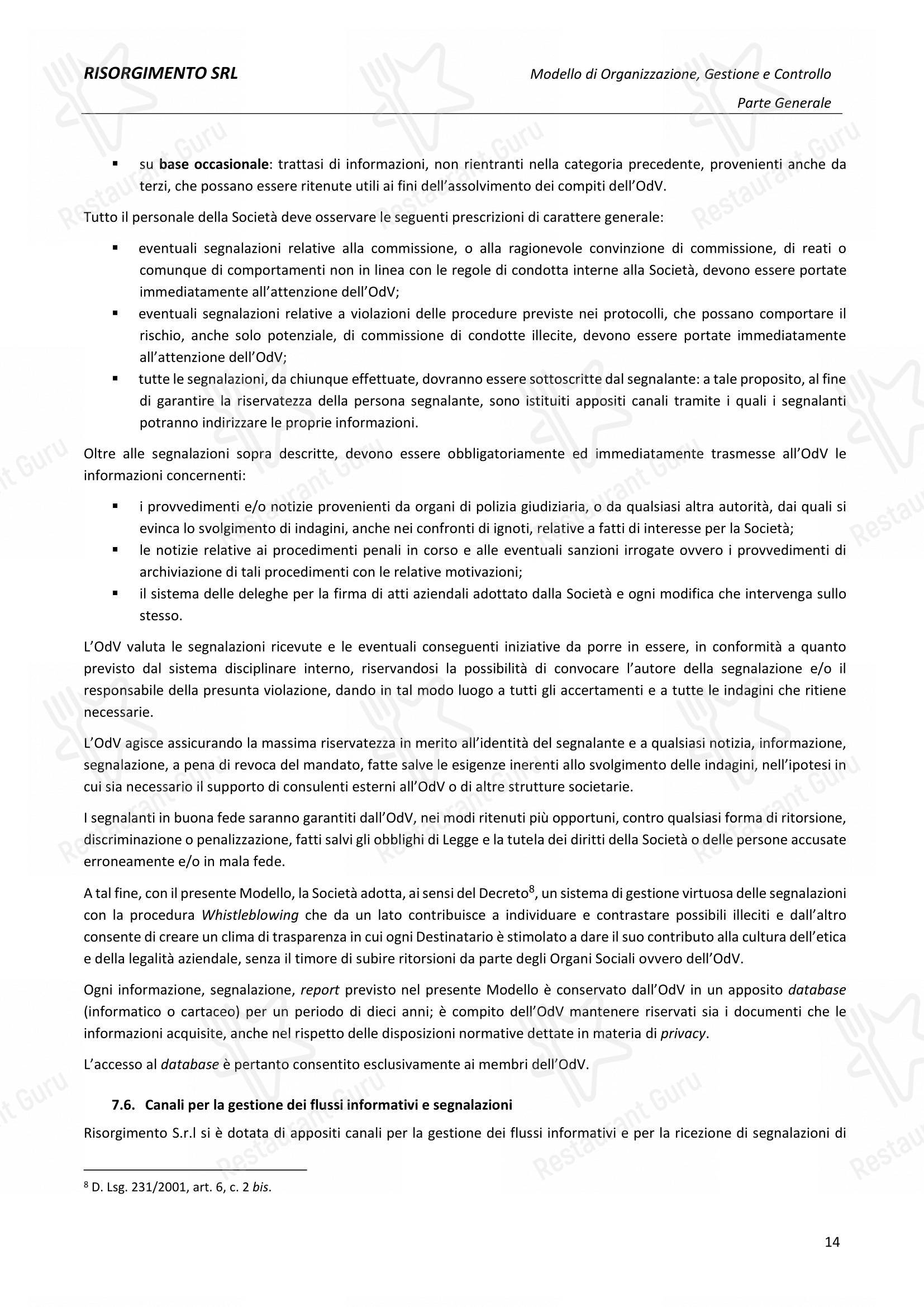 Menu per Ristorante Del Cambio ristorante