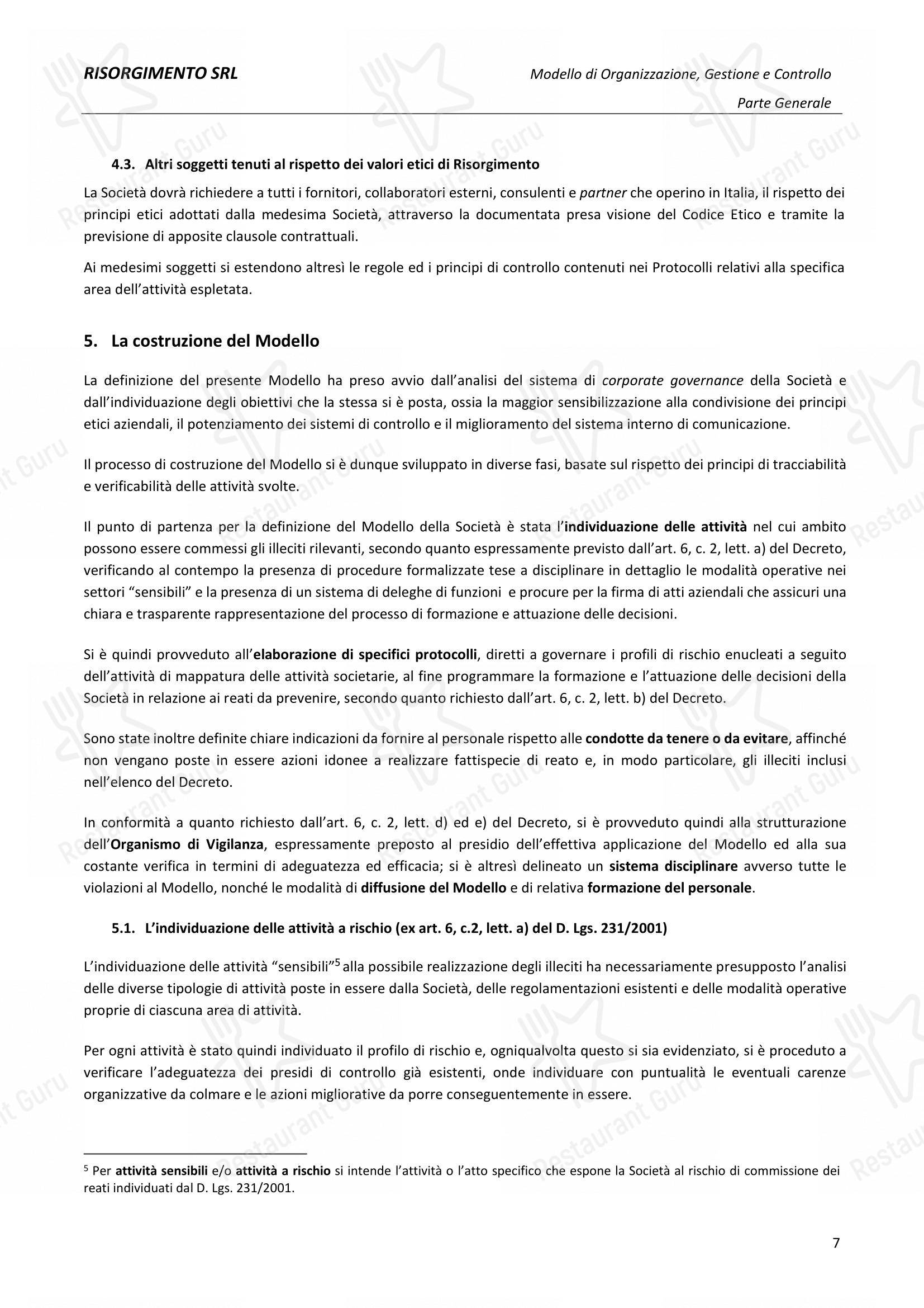 Menu per Ristorante Del Cambio ristorante