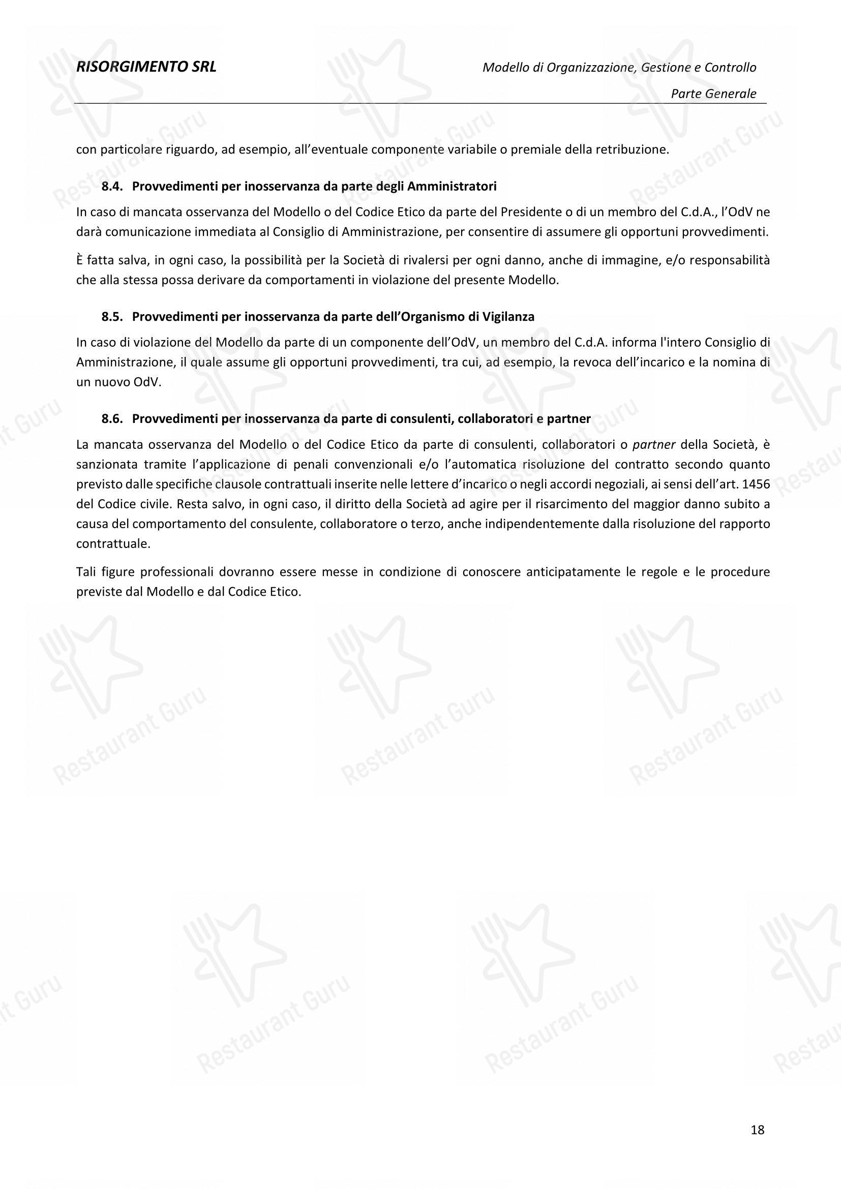 Menu di Ristorante Del Cambio - Menu