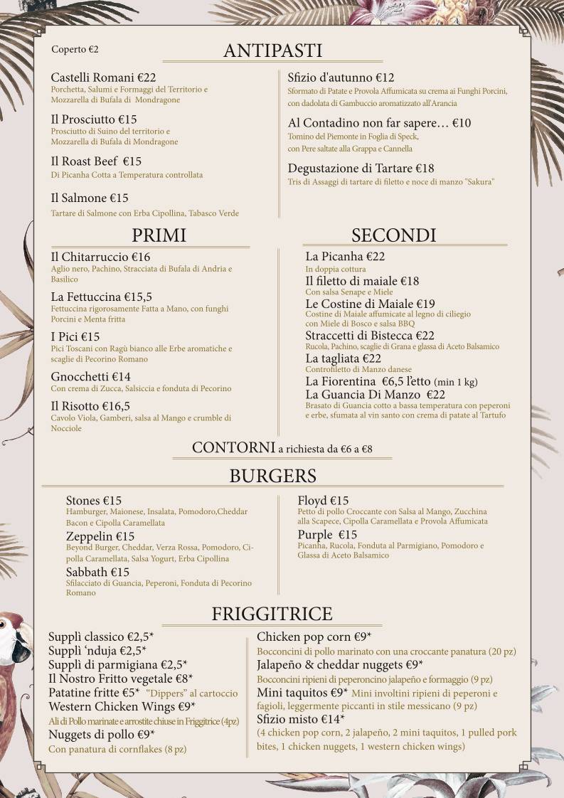 Menu di RARO FRASCATI 