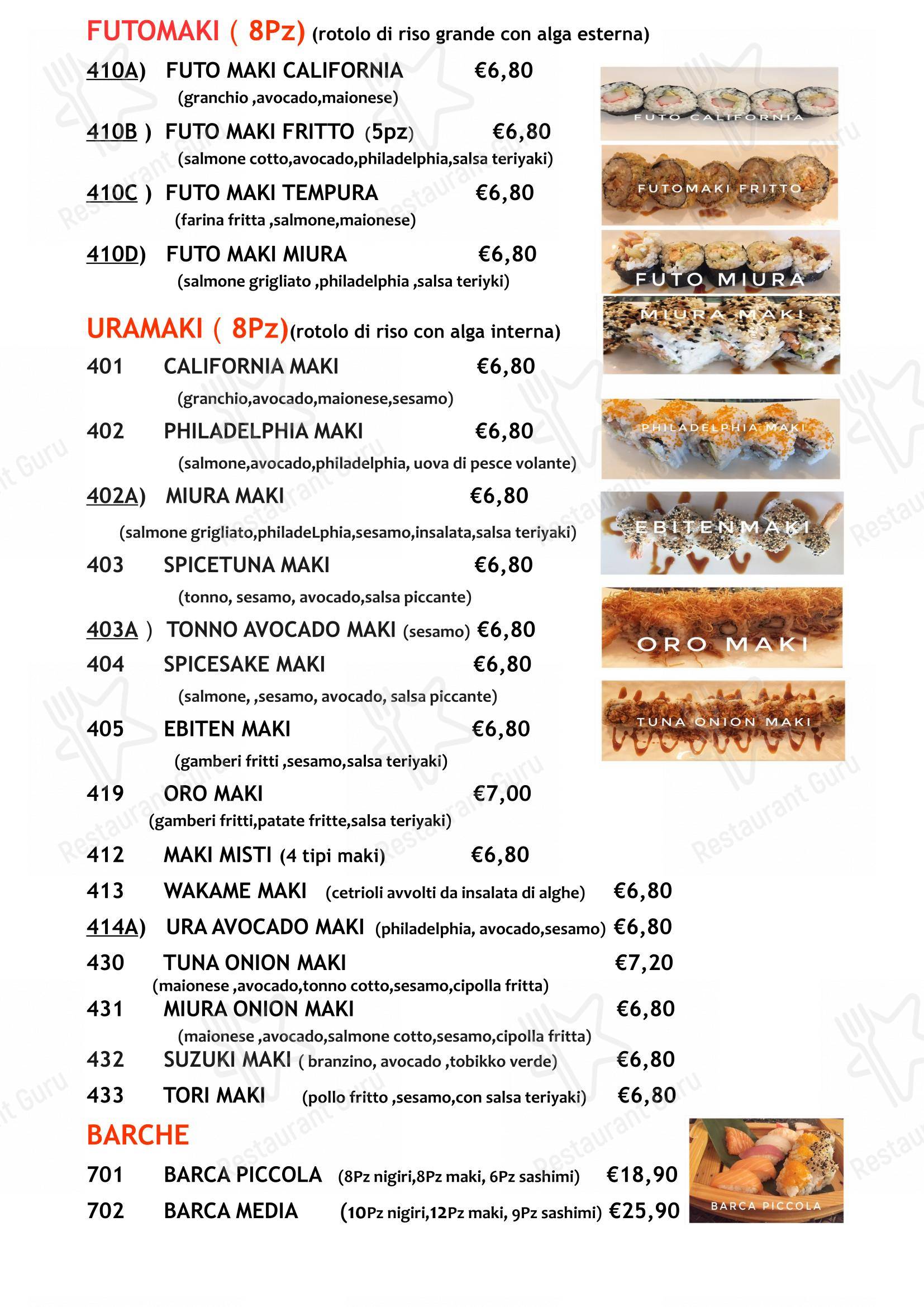 Menu per Ristorante Ginger ristorante