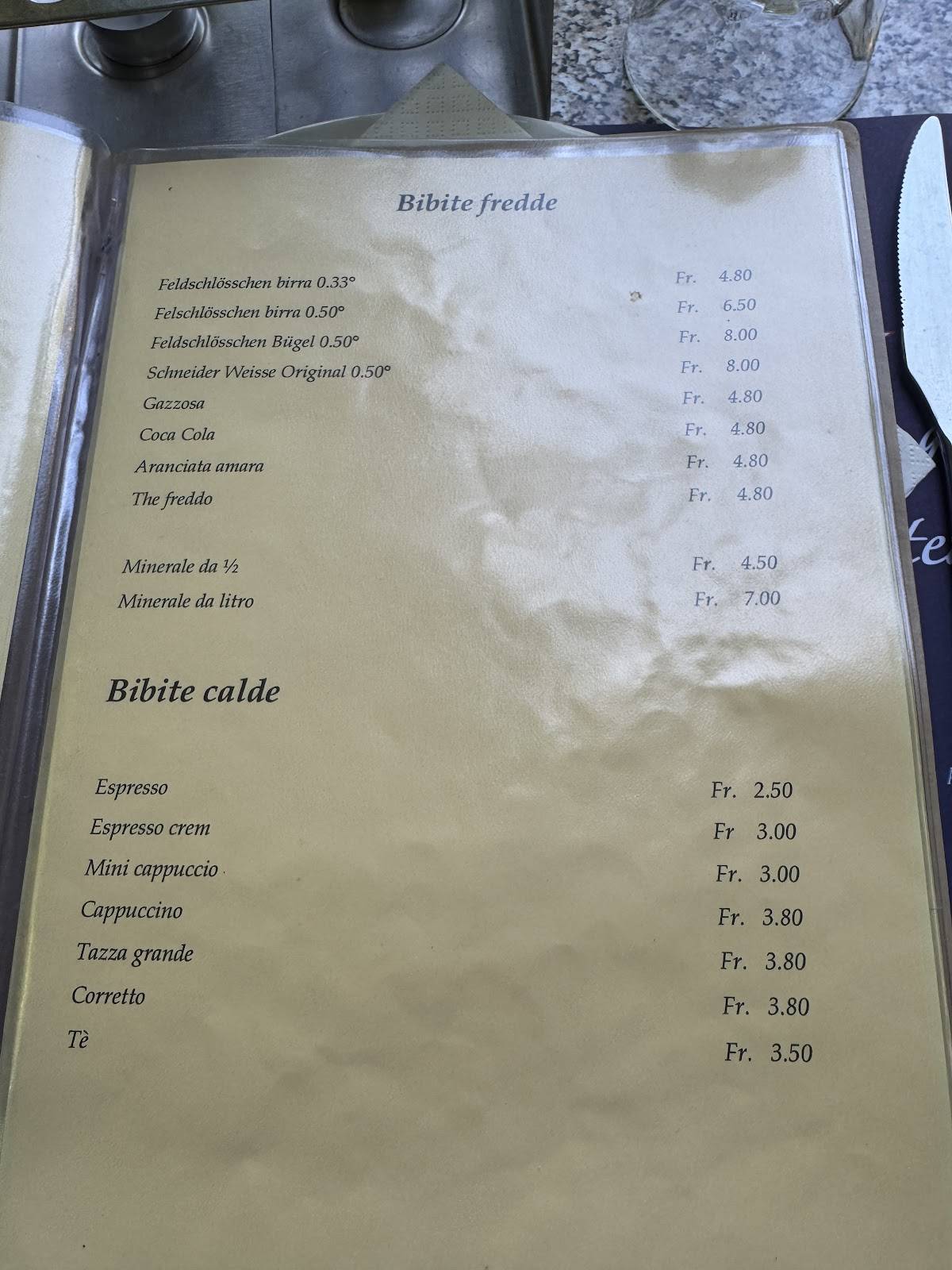 Menu di Ristorante Grotto del Pep 