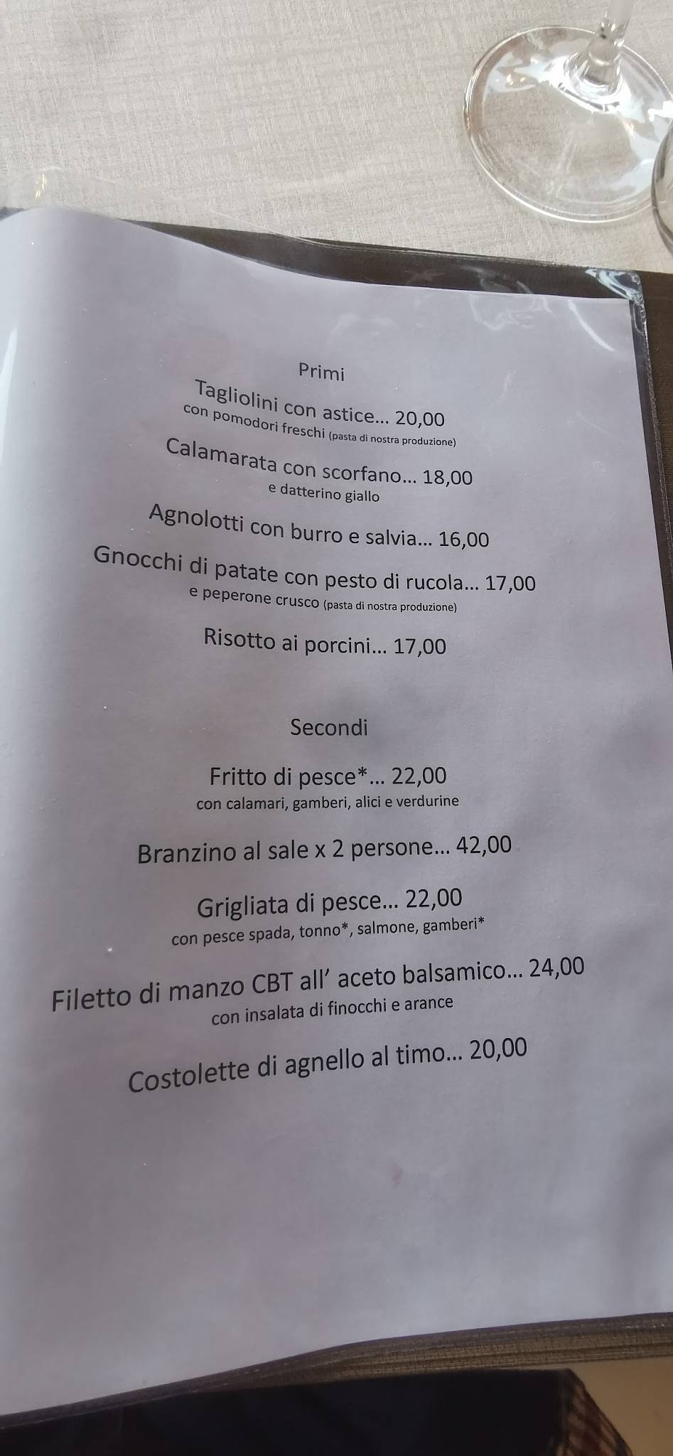 Menu di Hotel Hermitage 