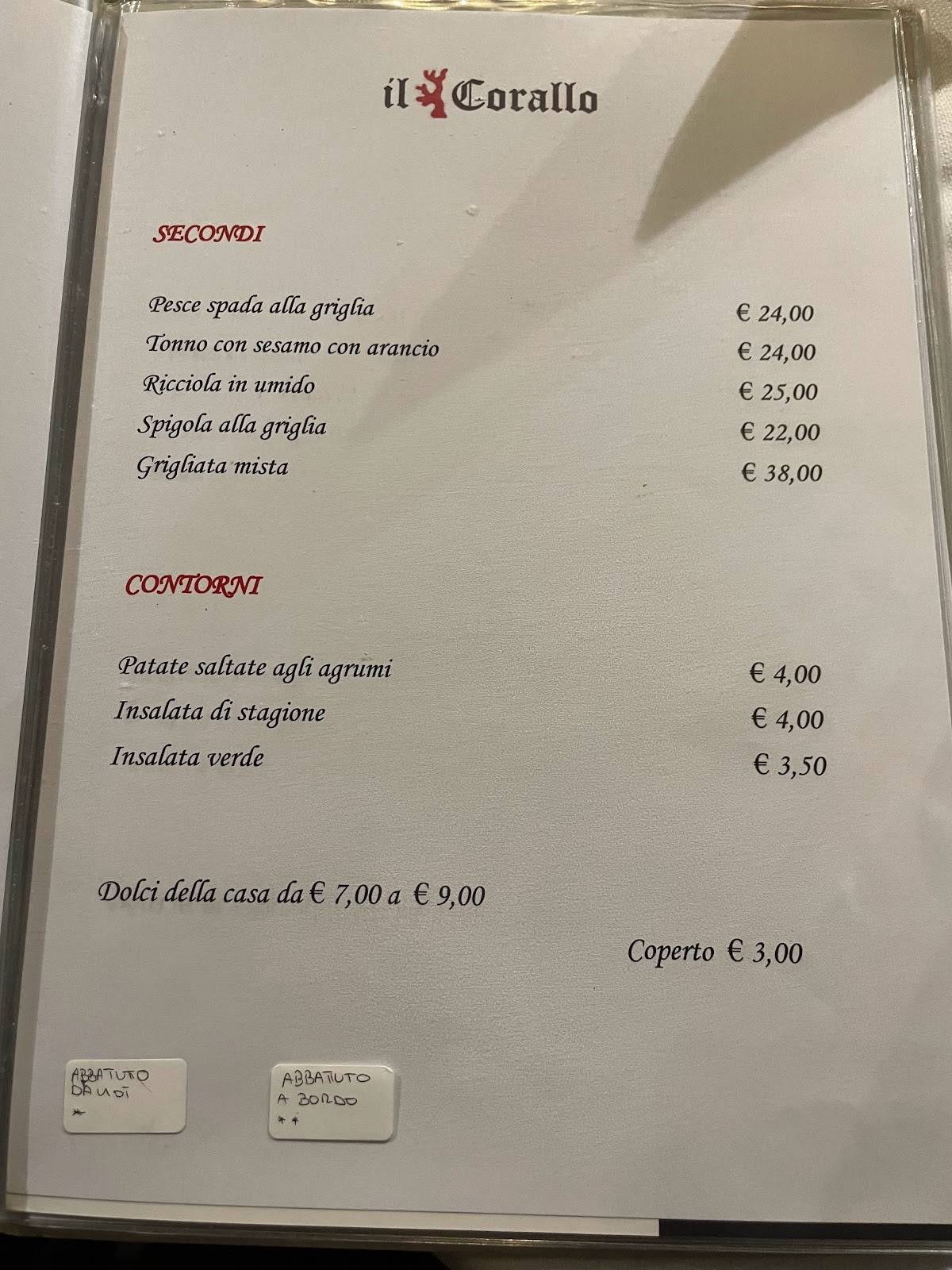 Menu di Ristorante Il Corallo 