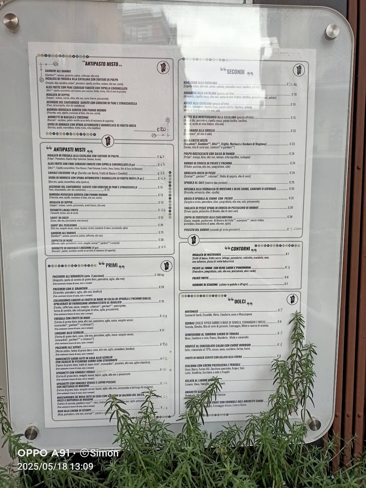 Menu di Ristorante - Karalis 
