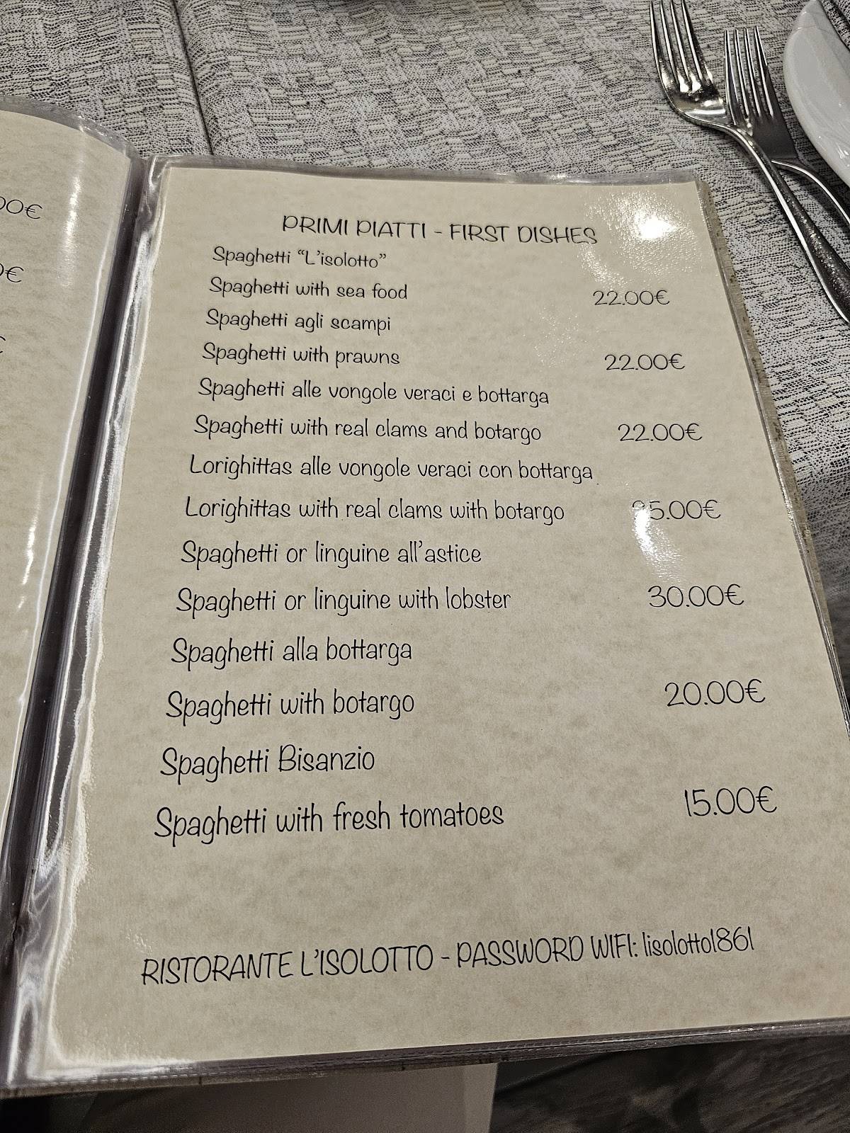 Menu di Ristorante L’isolotto 