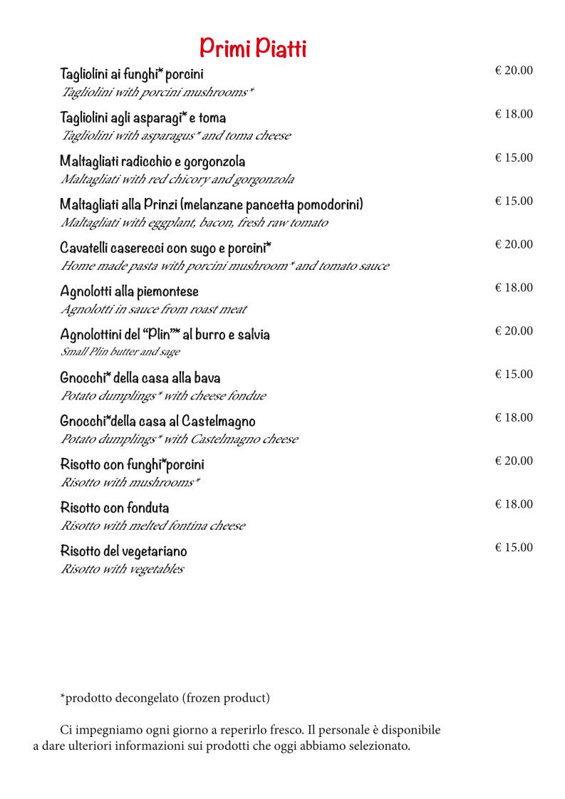 Menu di Ristorante La Mina 