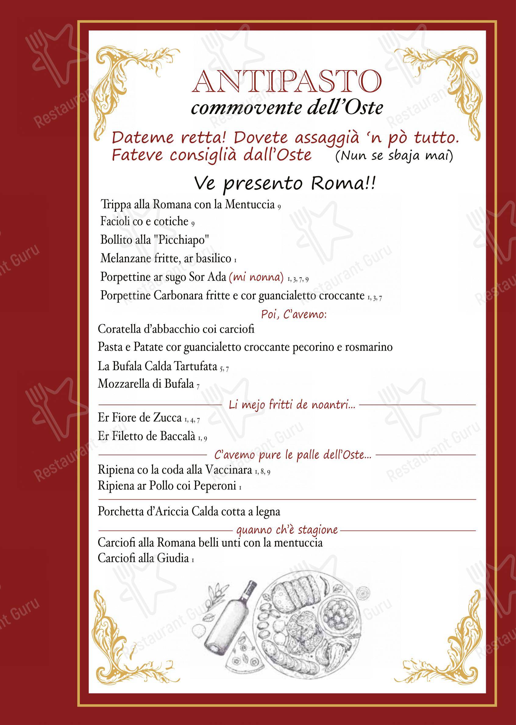 Ristorante La Villetta dal 1940 in Roma - Menu