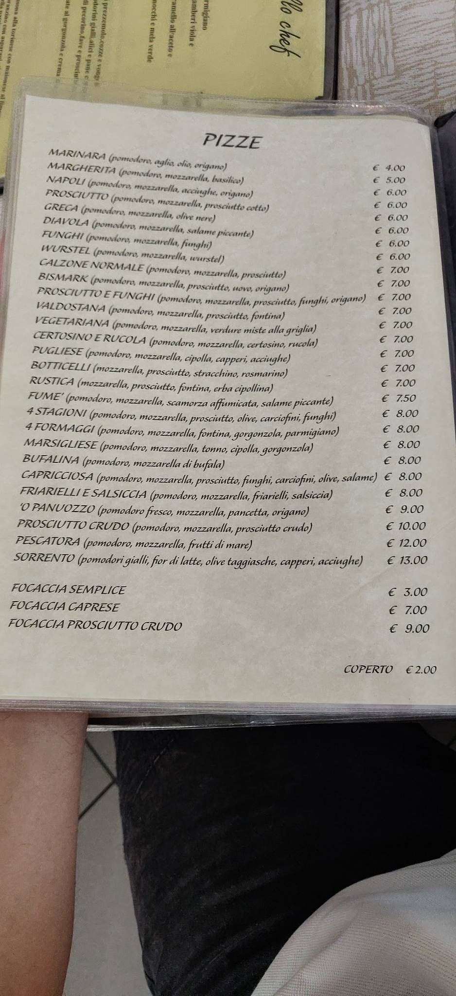 Menu di Mareluna 