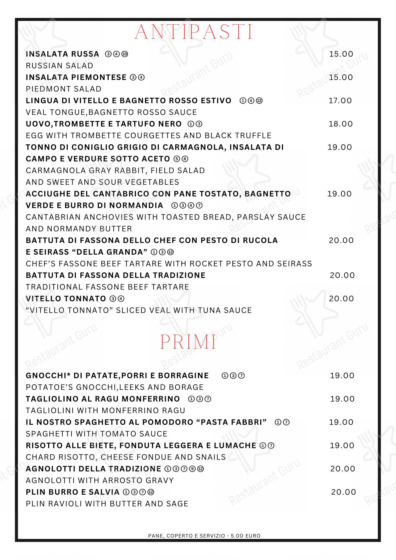 Menu per Monferrato in Torino