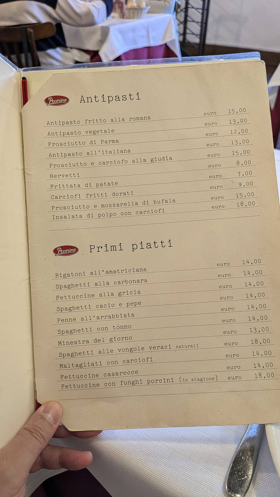 Menu de Ristorante Pecorino
