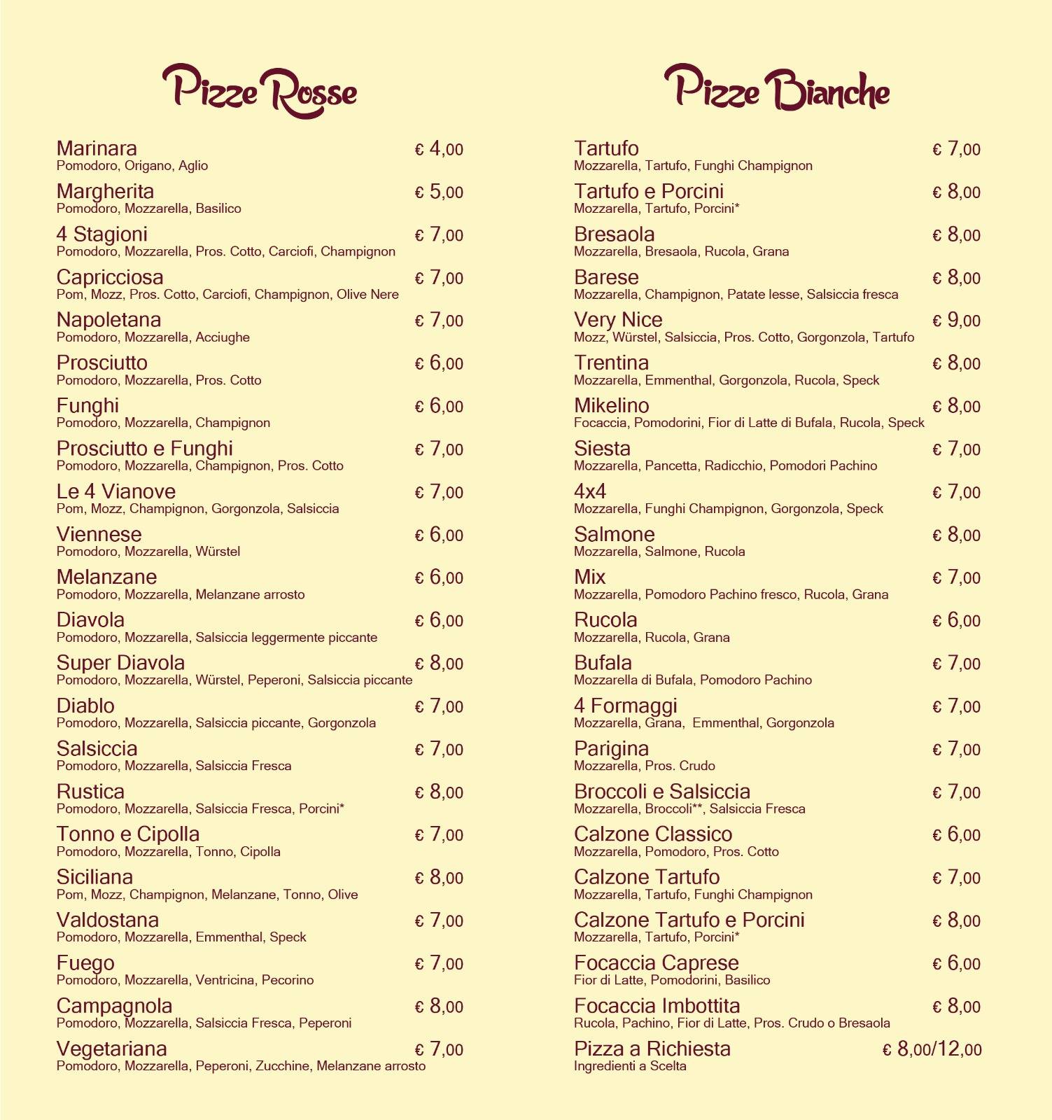 Menu di Le 4 Vianove - Hotel Ruffirio 